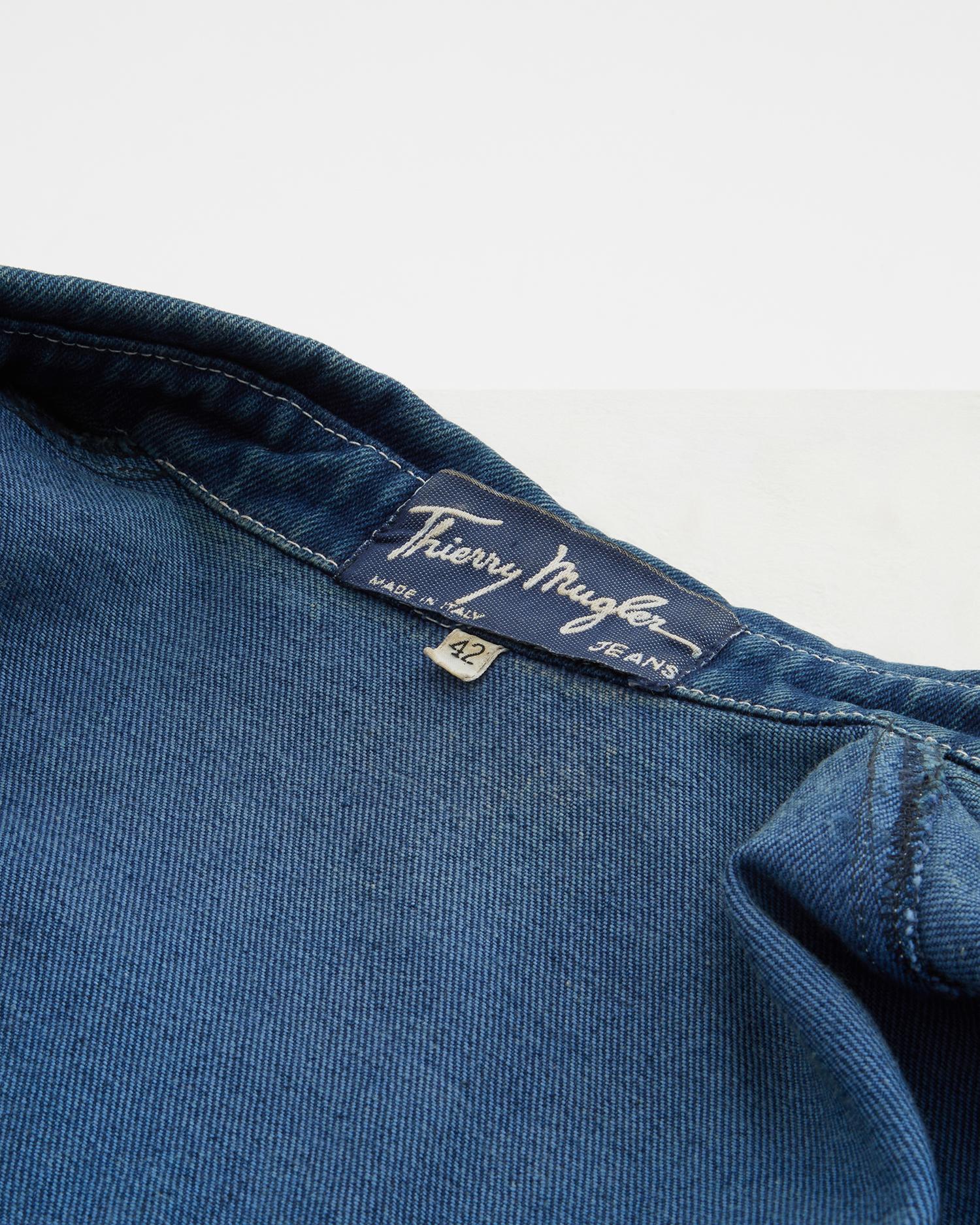 Thierry Mugler Crop-Jacke aus besticktem Jeansstoff im Angebot 1