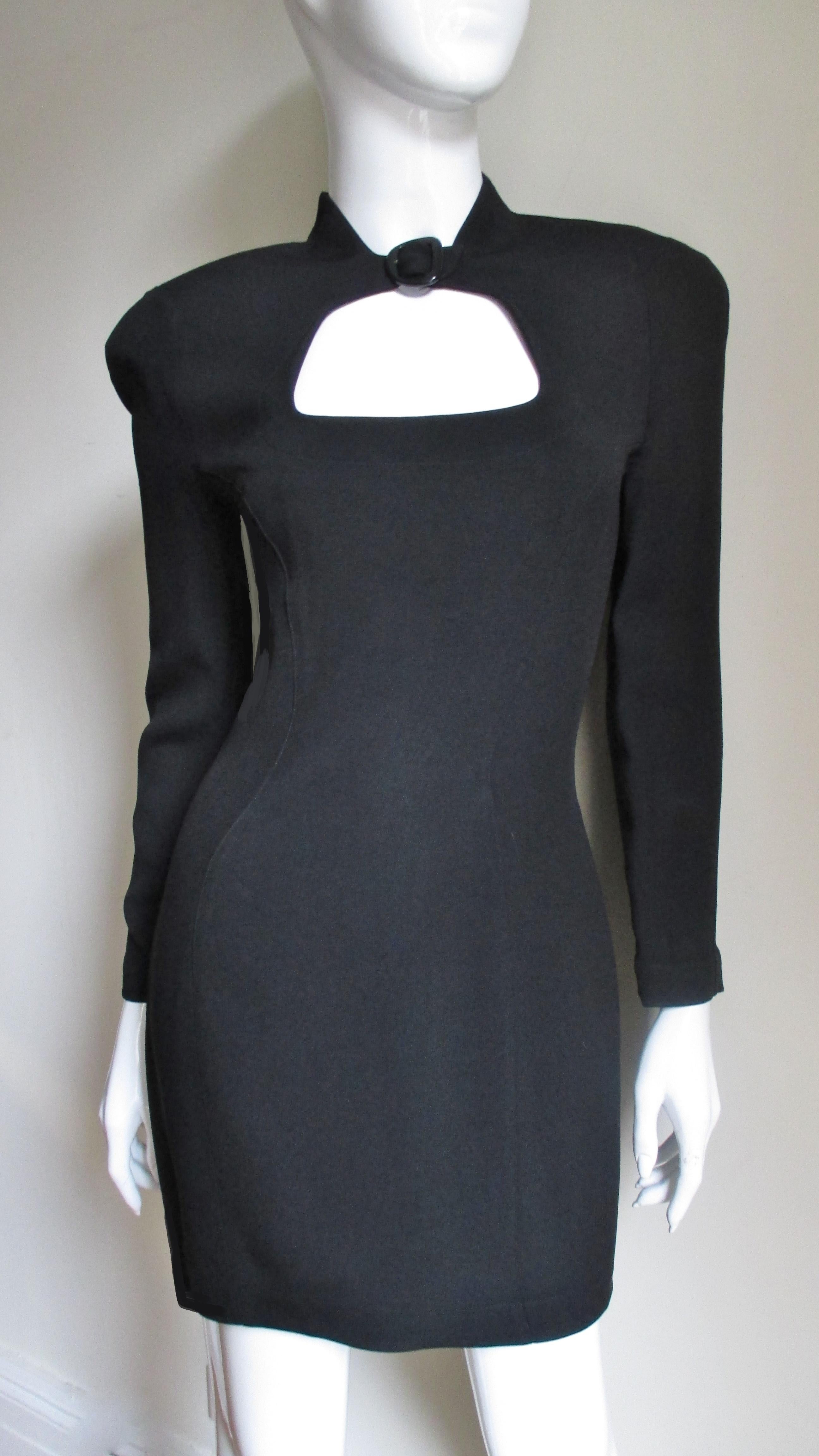 Black Thierry Mugler Dress with Cut out For Sale
