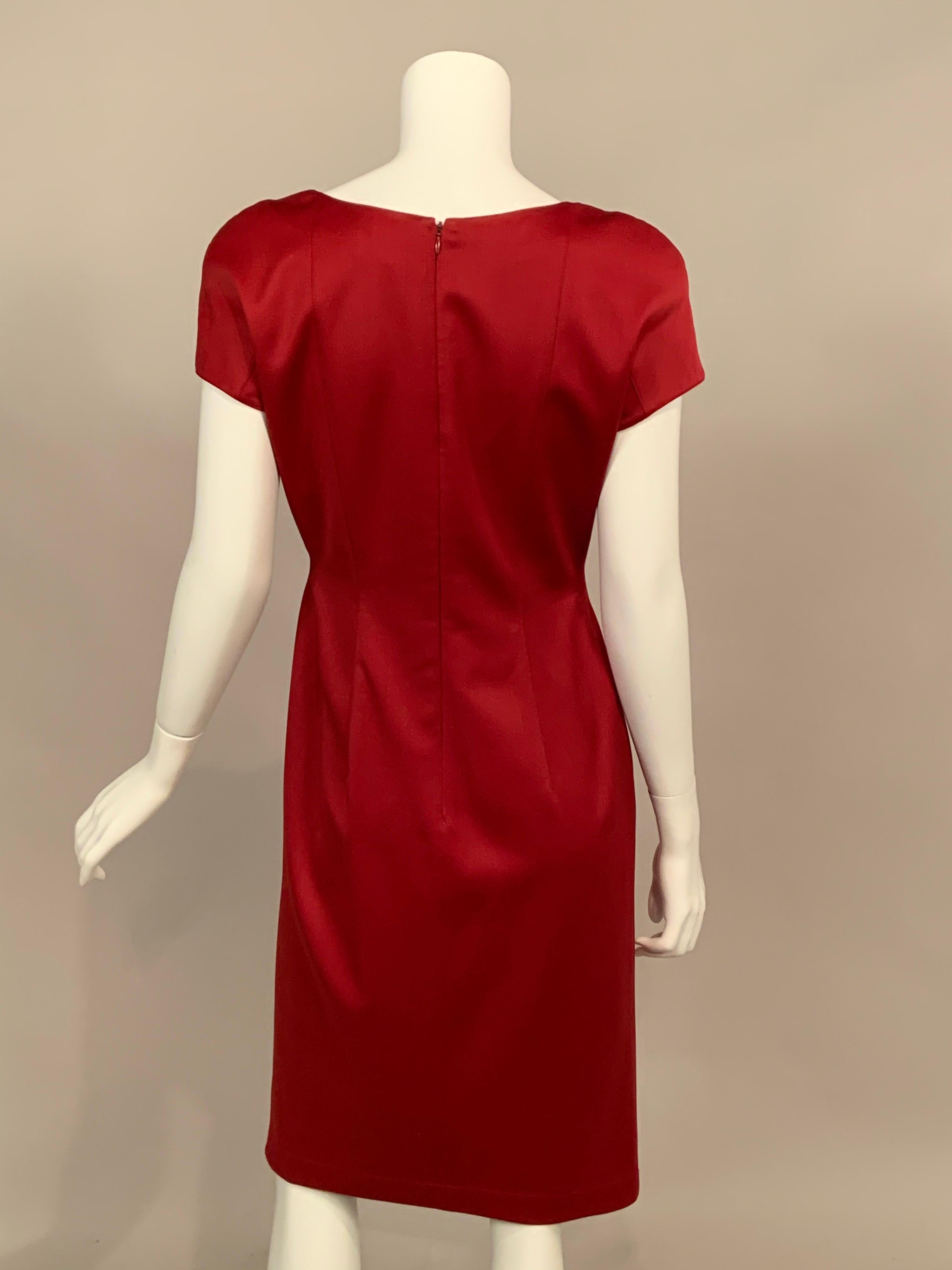 Thierry Mugler Wine Red Dress with Black Diamante Accents In Excellent Condition In New Hope, PA