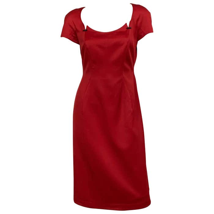 Thierry Mugler Wine Red Dress with Black Diamante Accents at 1stDibs ...