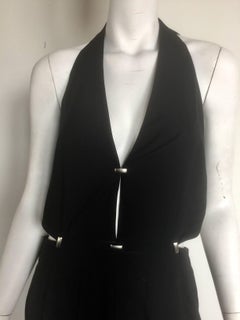 Thierry Mugler deep V gown with cutouts and open back