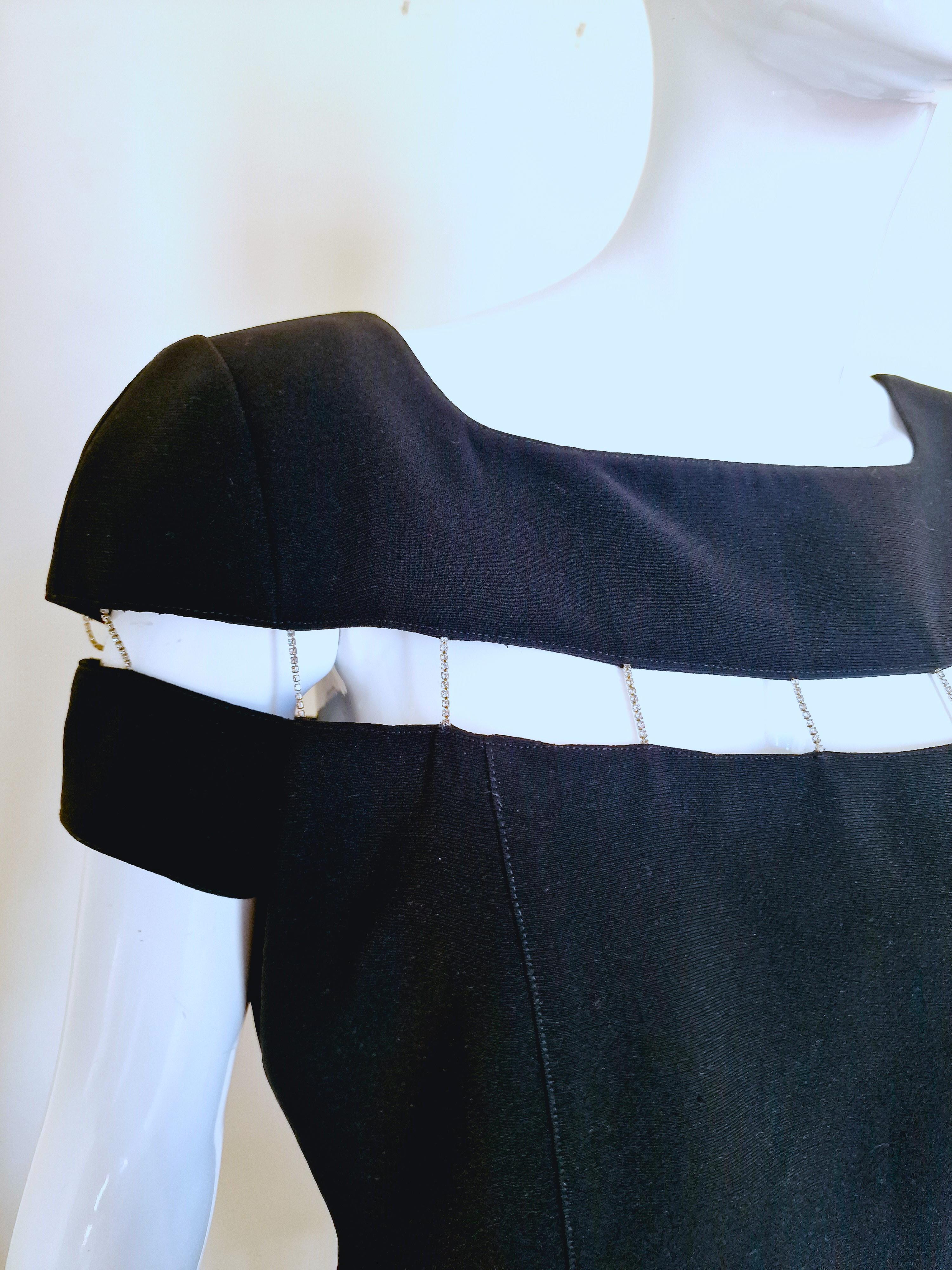 Women's Thierry Mugler Diamond 1999 F/W Runway Rhinestone Panel Chain Strass Gown Dress For Sale