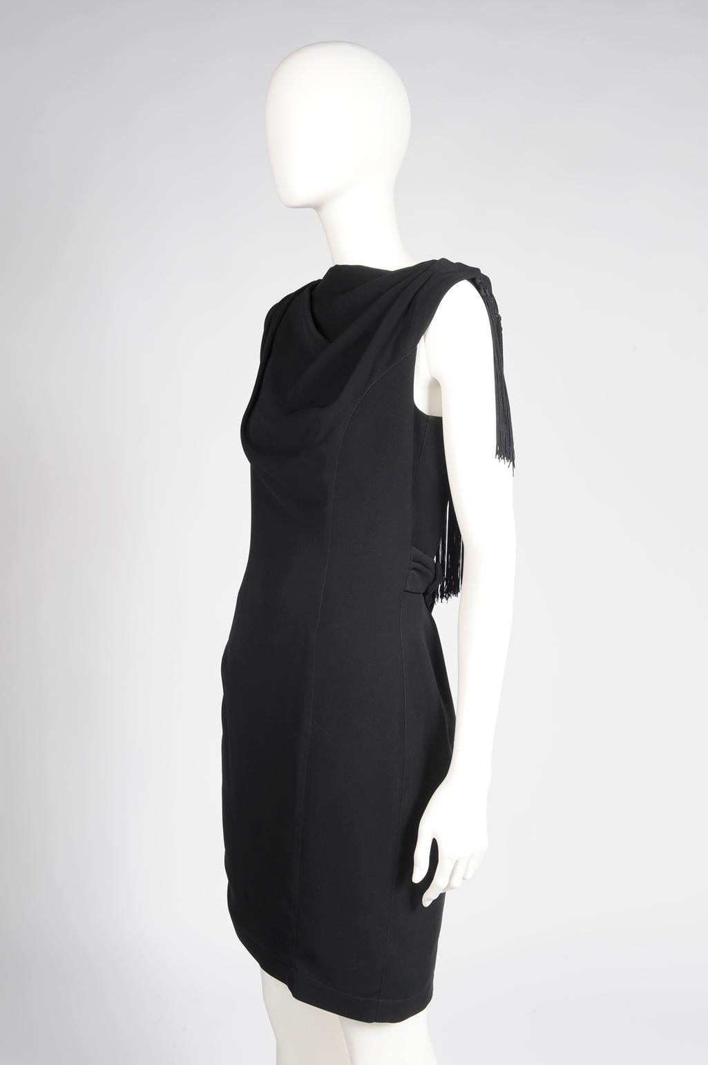Thierry Mugler Draped and Fringed Cocktail Dress For Sale at 1stDibs