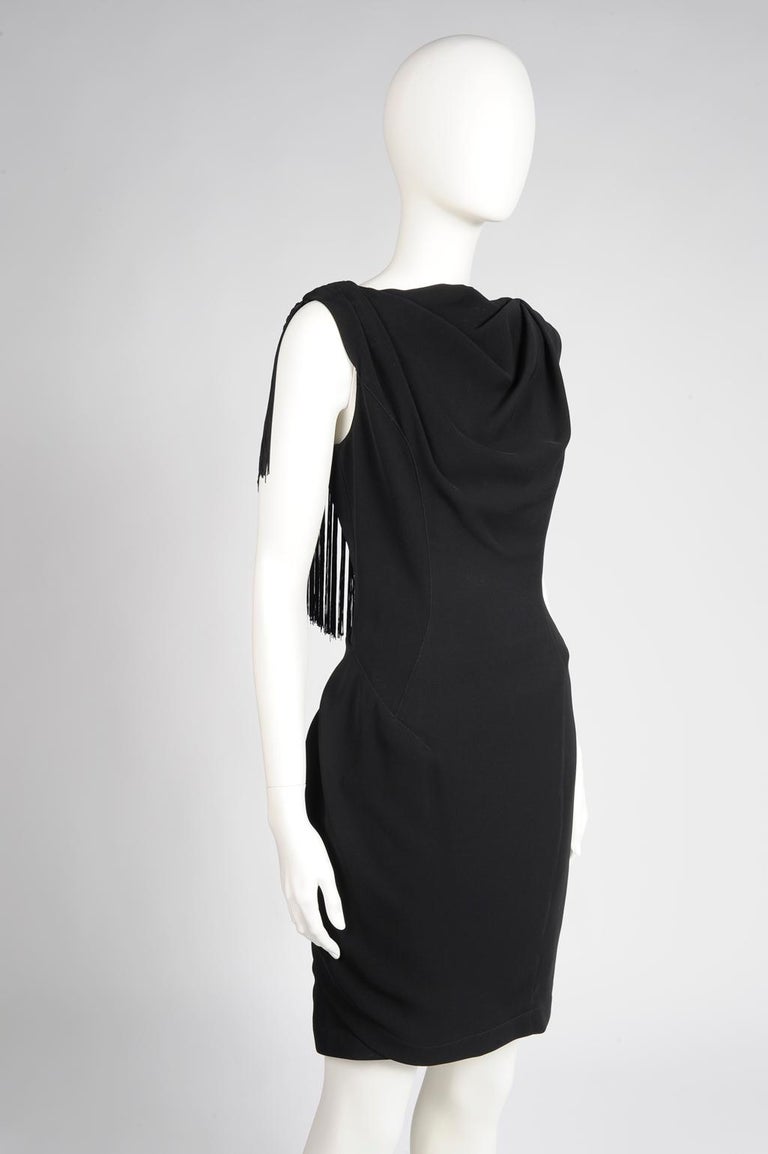 Thierry Mugler Draped and Fringed Cocktail Dress, Spring-Summer 1997 For  Sale at 1stDibs