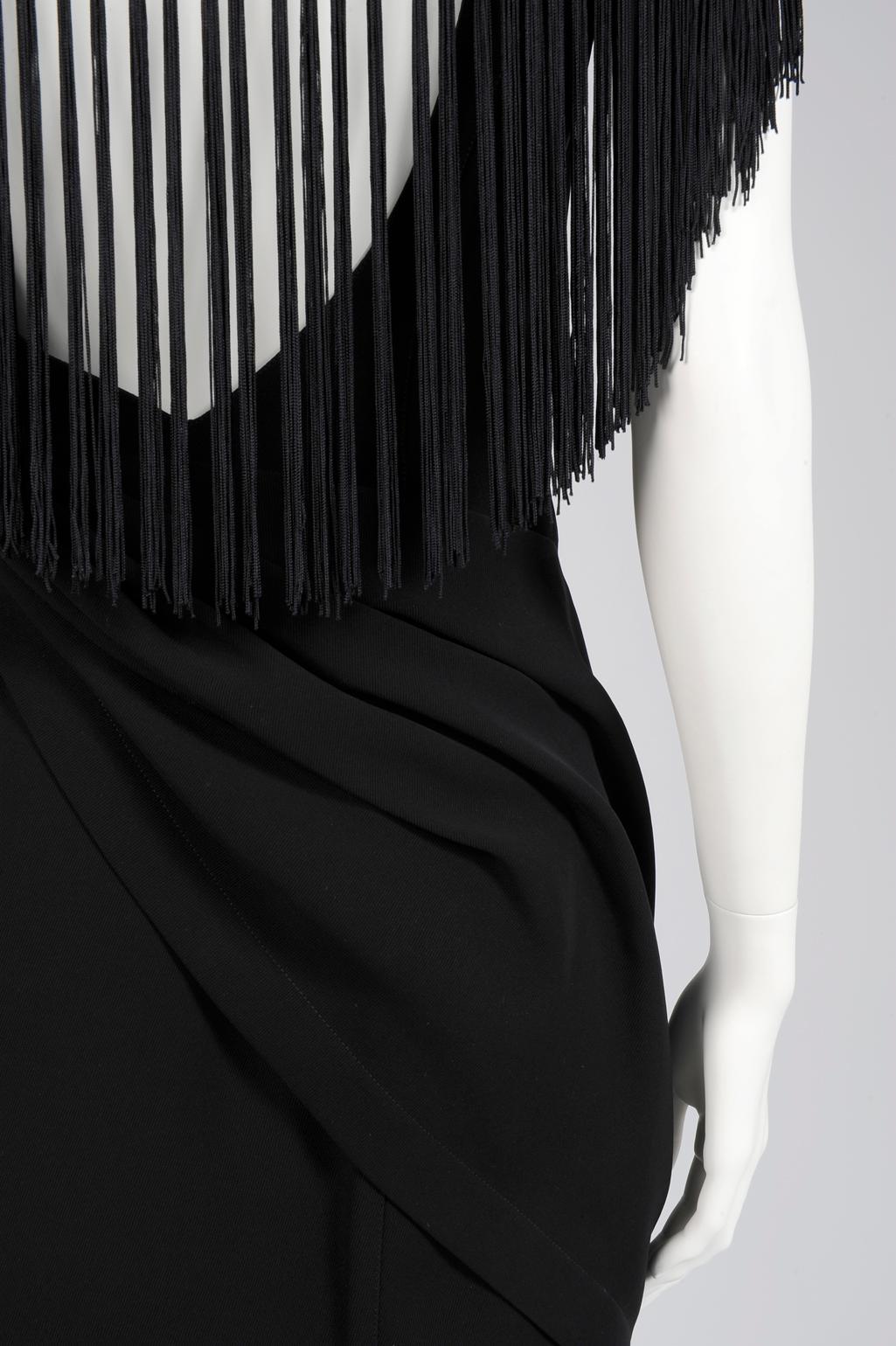 Thierry Mugler Draped & Fringed Cocktail Dress In Good Condition For Sale In Geneva, CH