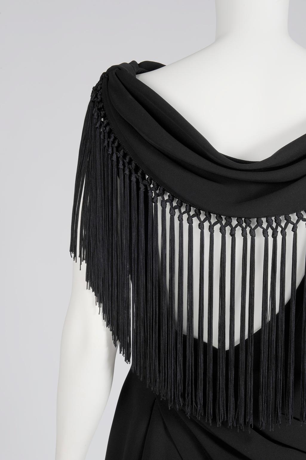 Women's Thierry Mugler Draped & Fringed Cocktail Dress For Sale