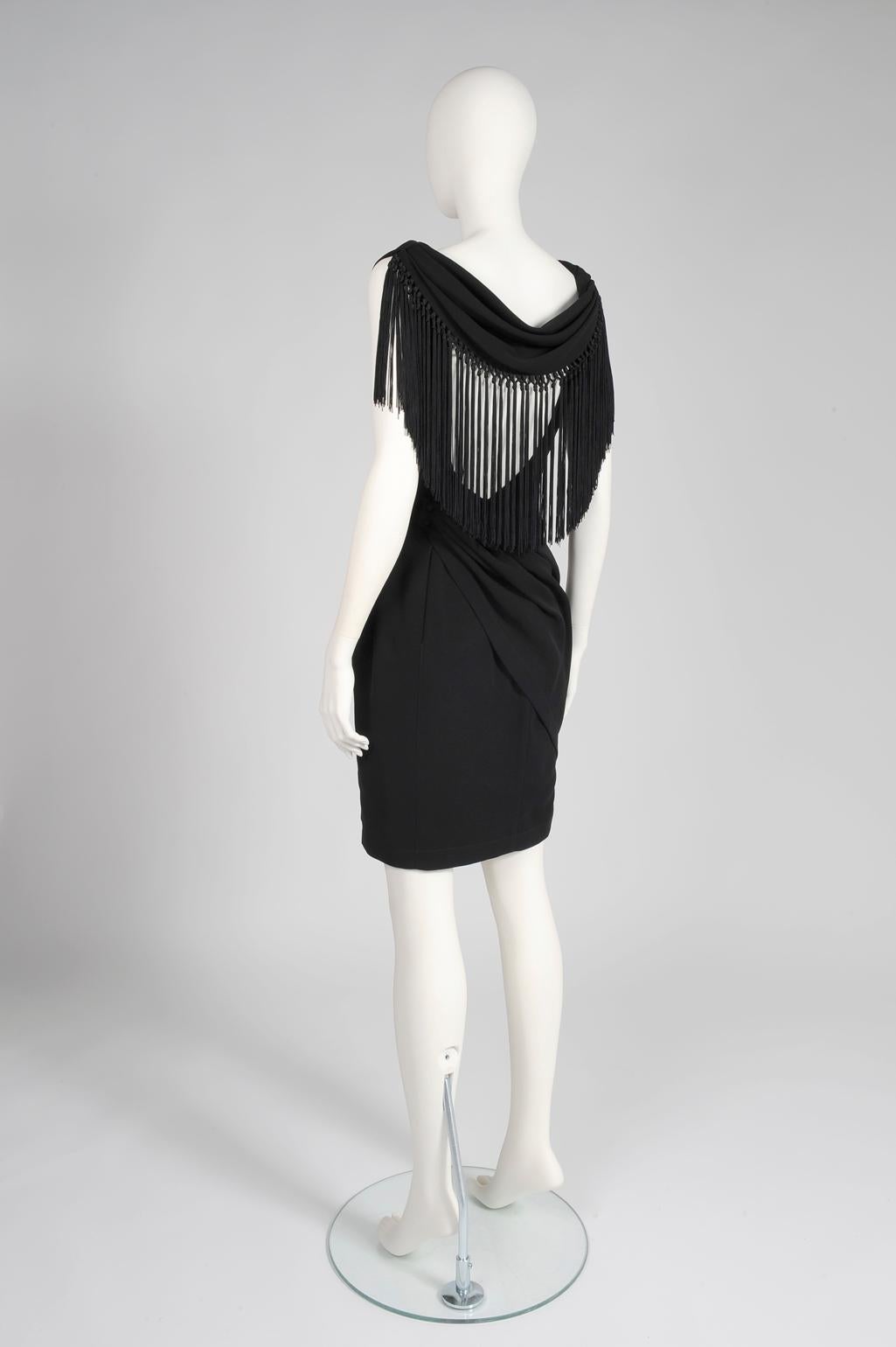Thierry Mugler Draped & Fringed Cocktail Dress For Sale 1