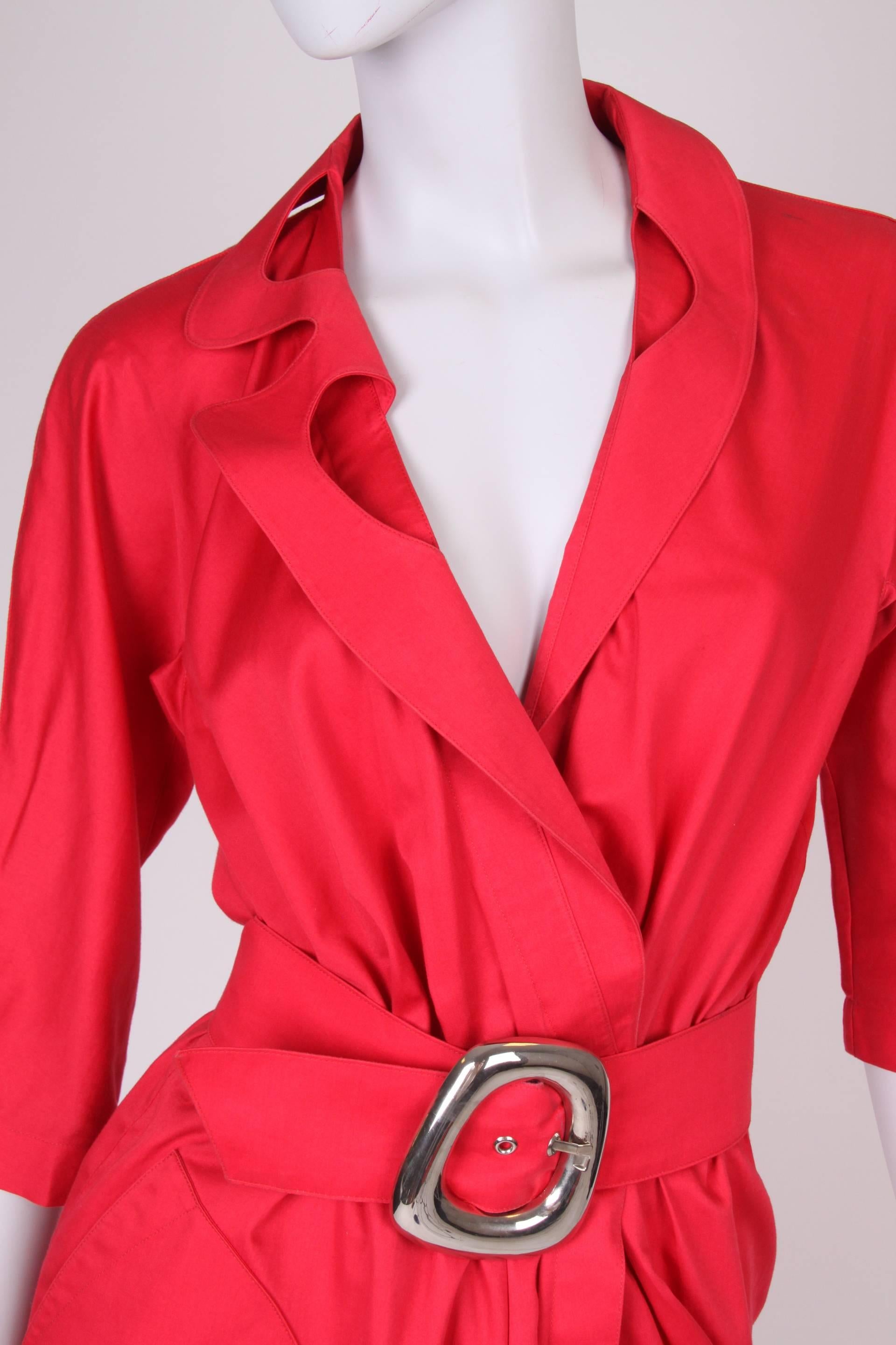 Thierry Mugler Dress - raspberry red  In Good Condition For Sale In Baarn, NL