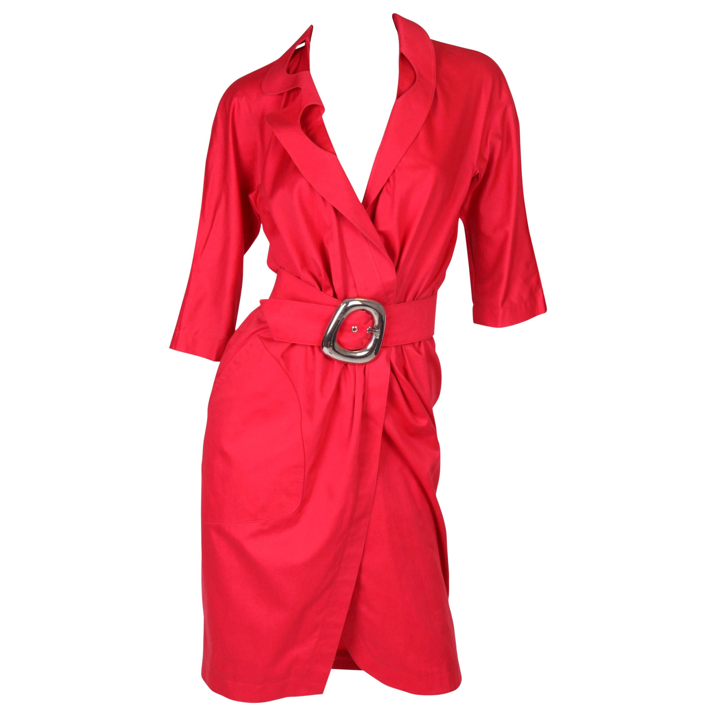 Thierry Mugler Dress - raspberry red  For Sale
