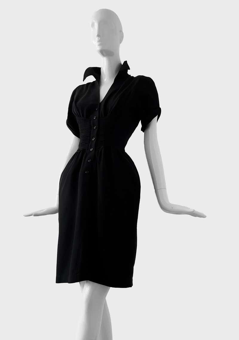 Thierry Mugler Dress SS 1993 Sculptural Silhouette Black Vintage Gown ...