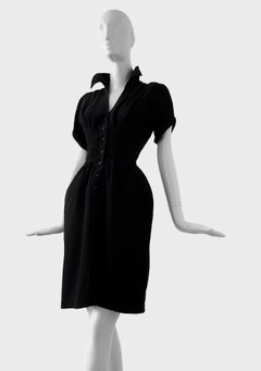 Thierry Mugler Dress SS 1993 Sculptural Silhouette Black Vintage Gown 