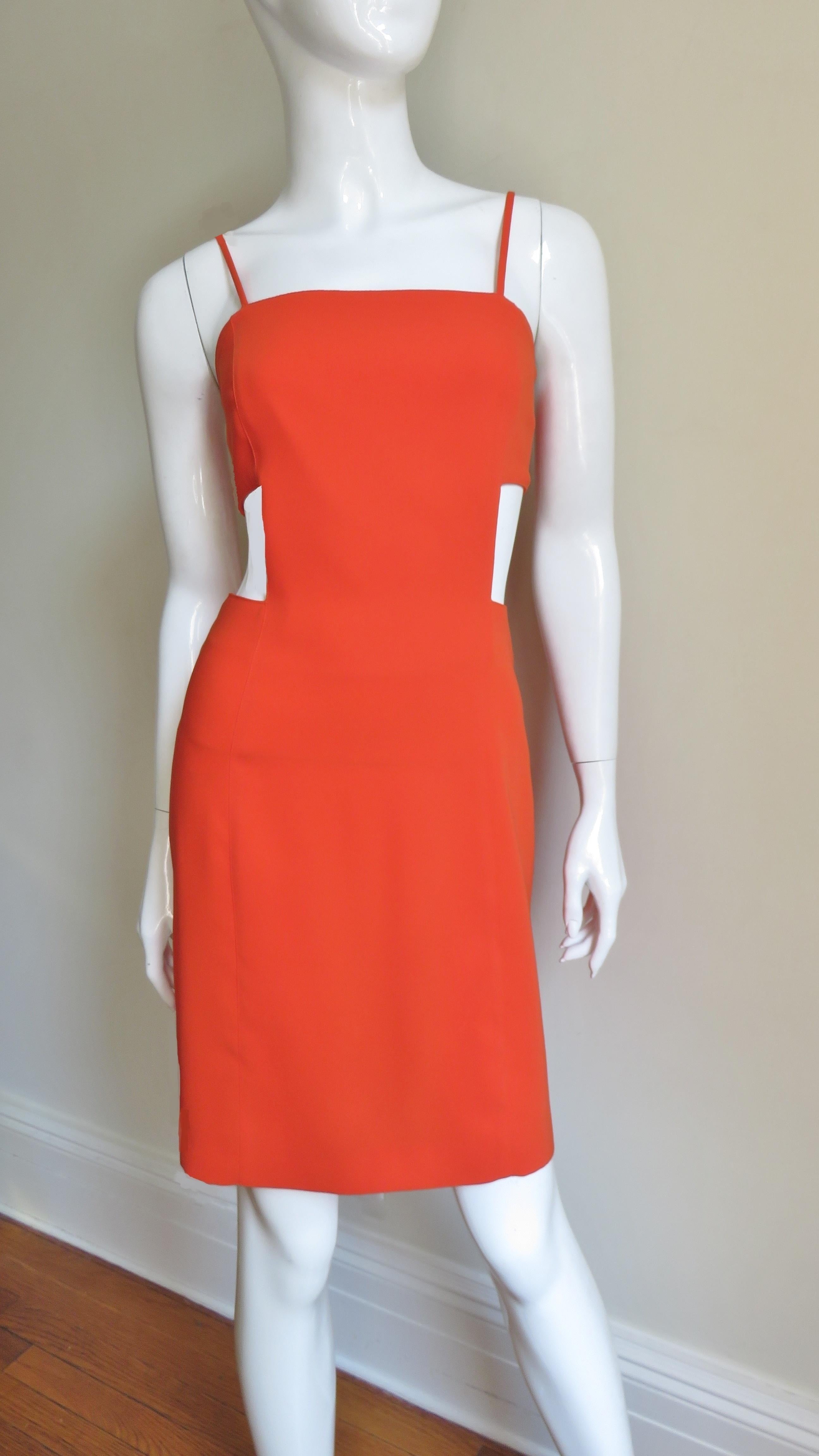 Red Thierry Mugler Dress with Cut out Waist For Sale