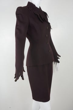 Thierry Mugler Dripping Brown Vintage Suit w/Jacket & Skirt 1990's Era