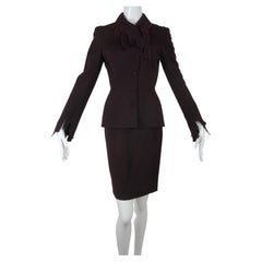 Thierry Mugler Dripping Brown Vintage Suit w/Jacket & Skirt 1990's Era