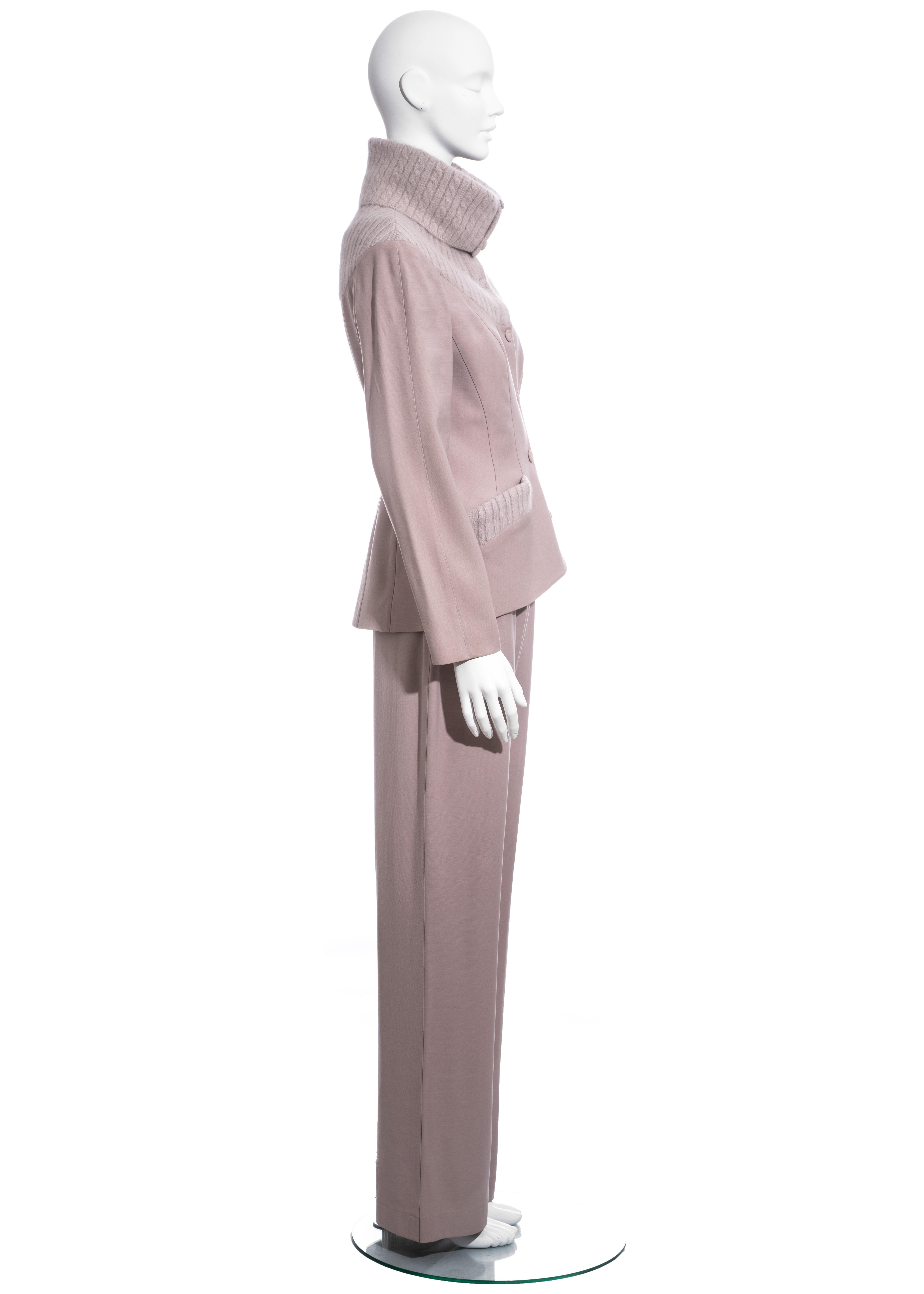 Brown Thierry Mugler dusty pink wool pant suit, fw 1999 For Sale