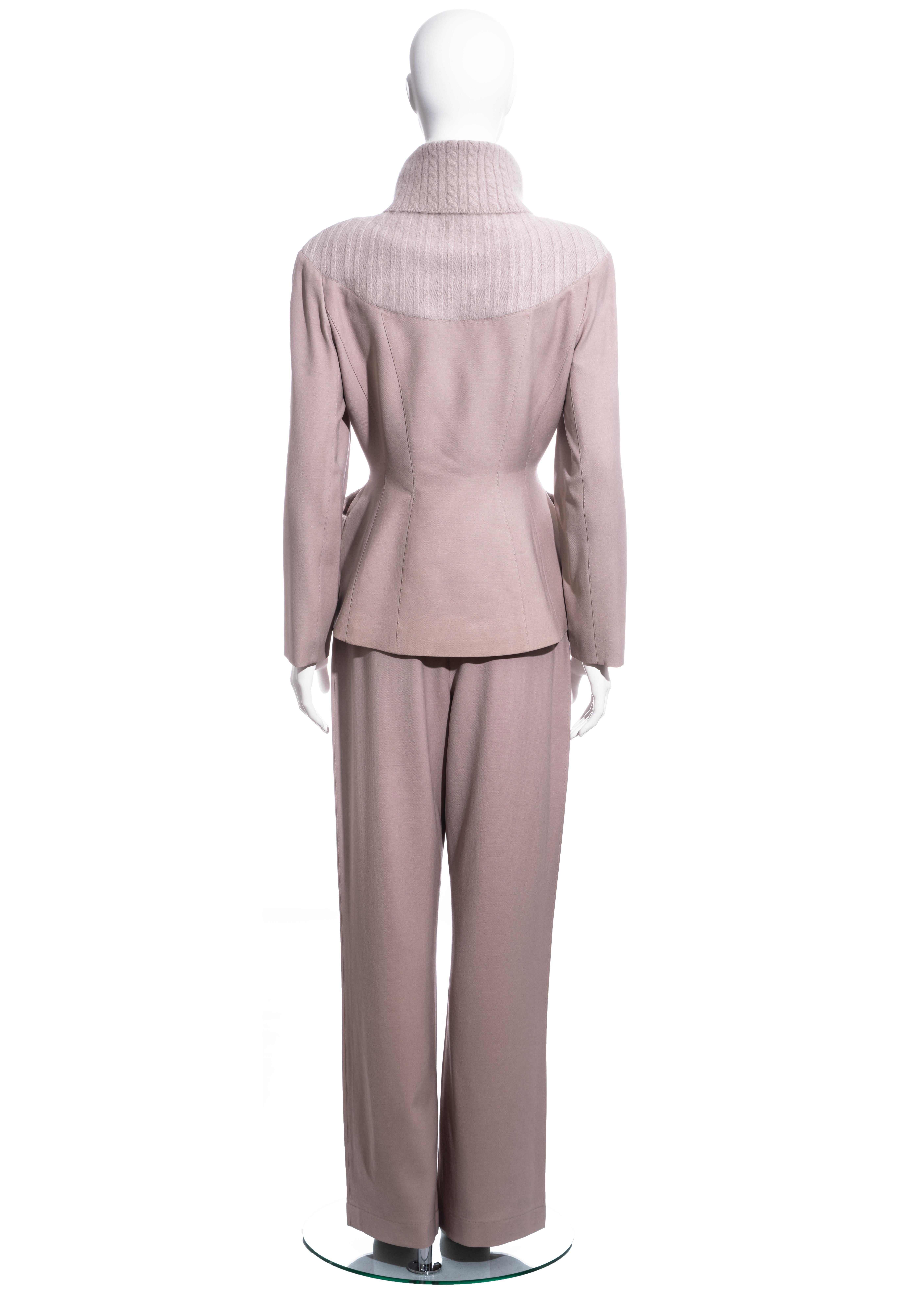 Thierry Mugler dusty pink wool pant suit, fw 1999 In Excellent Condition For Sale In London, GB
