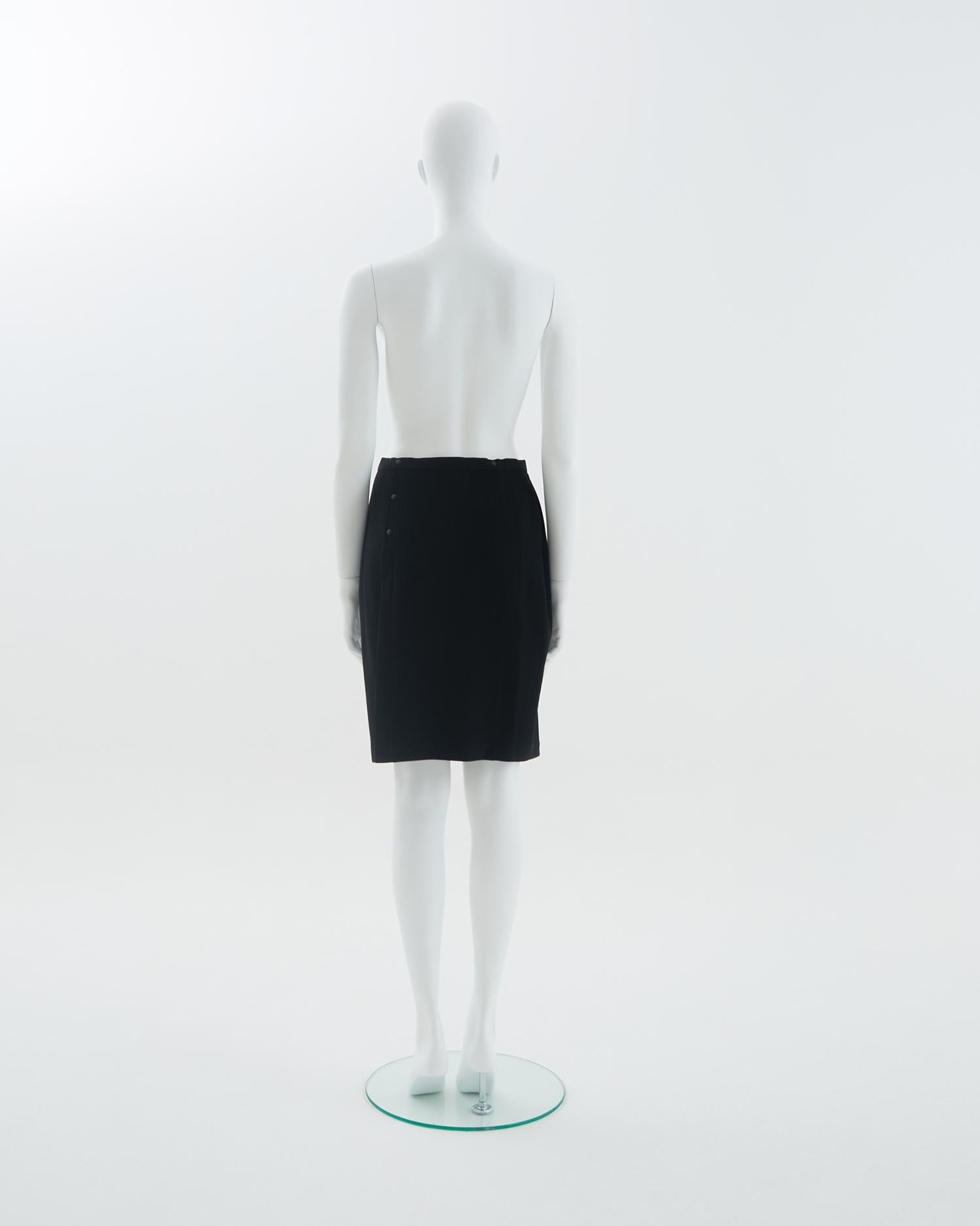 Thierry Mugler early 1990s black wool structured skirt suit For Sale 1