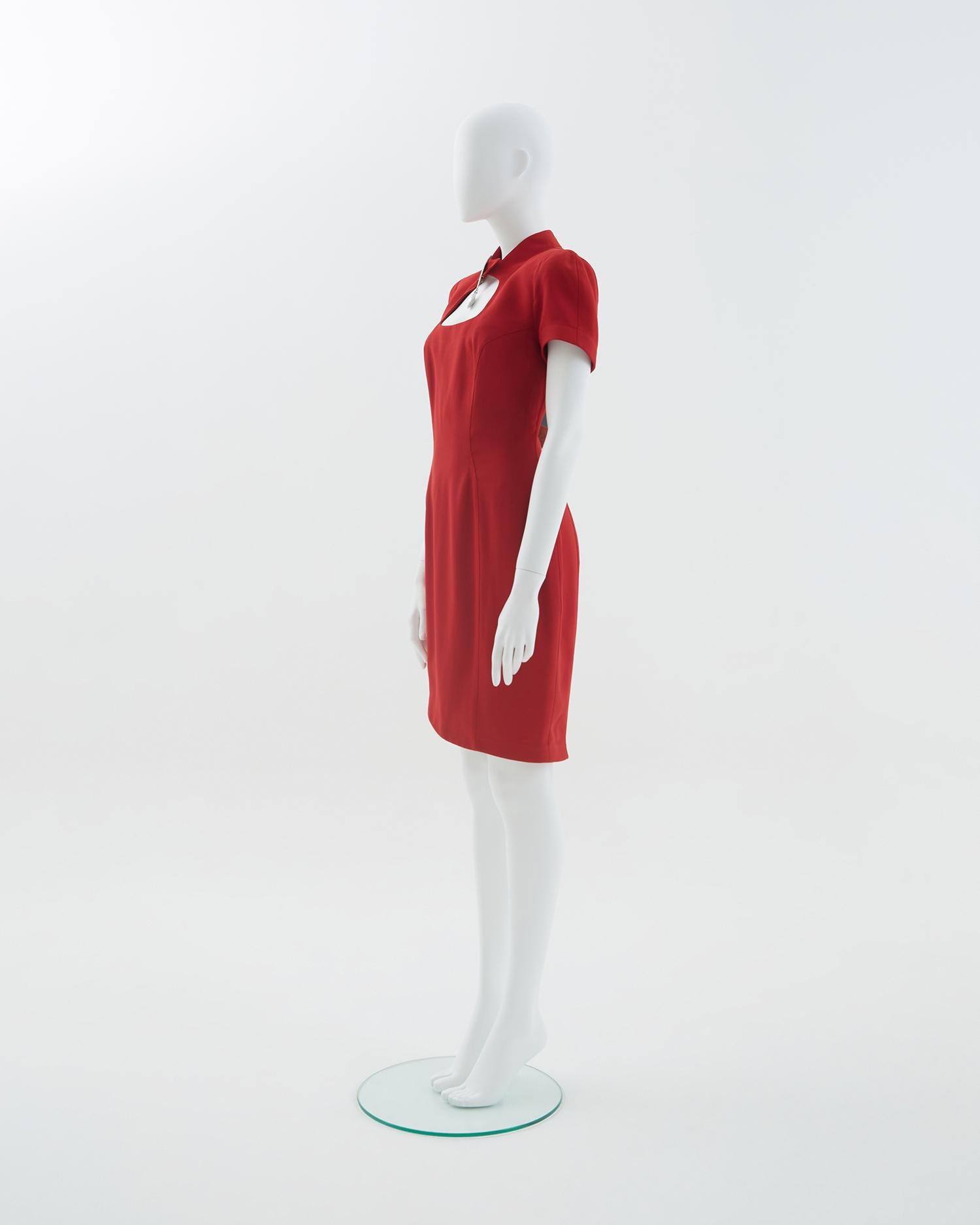 Thierry Mugler Début des années 1990 Robe de soirée sculpturale en cristal rouge glam Pour femmes en vente