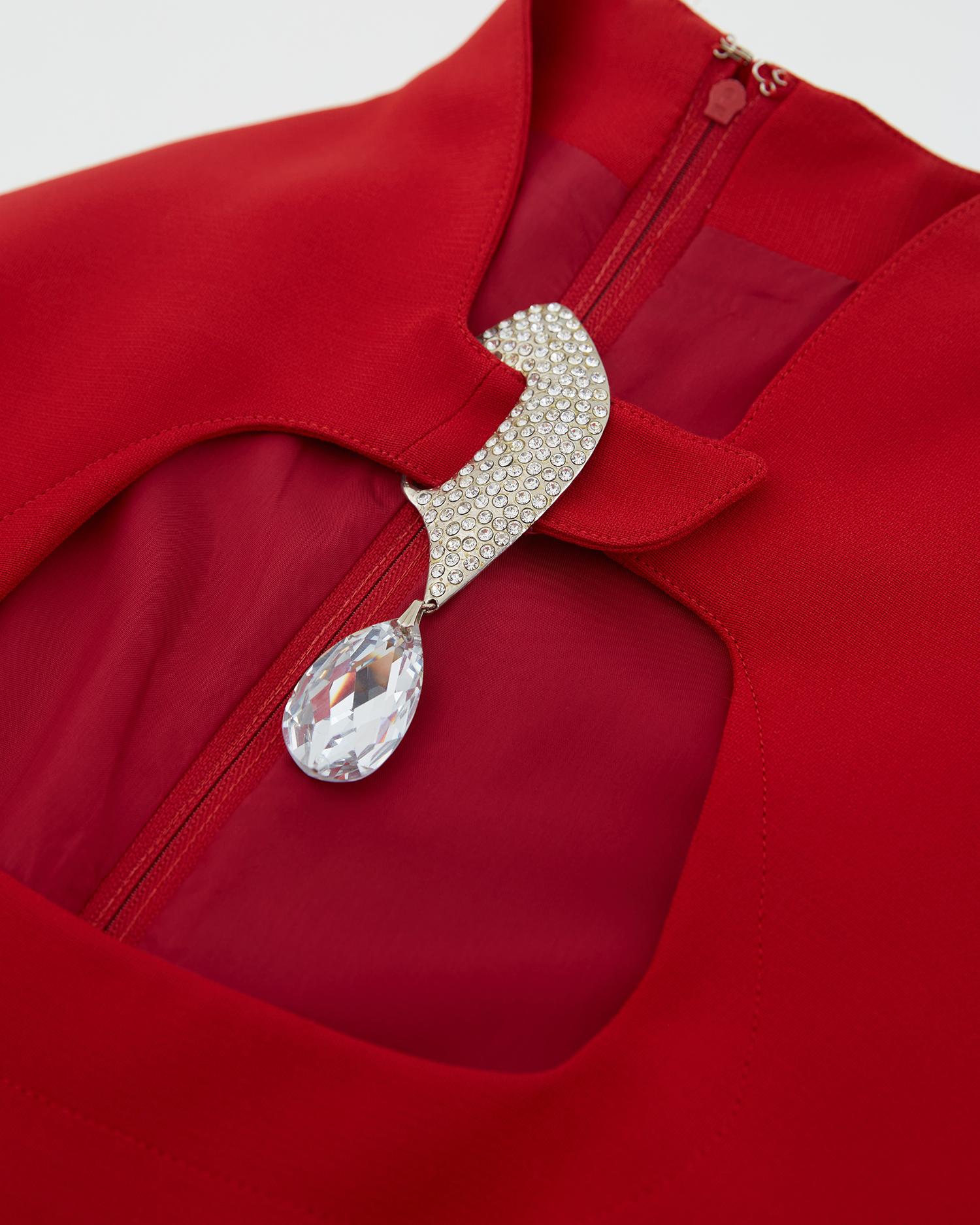 Thierry Mugler Début des années 1990 Robe de soirée sculpturale en cristal rouge glam en vente 2