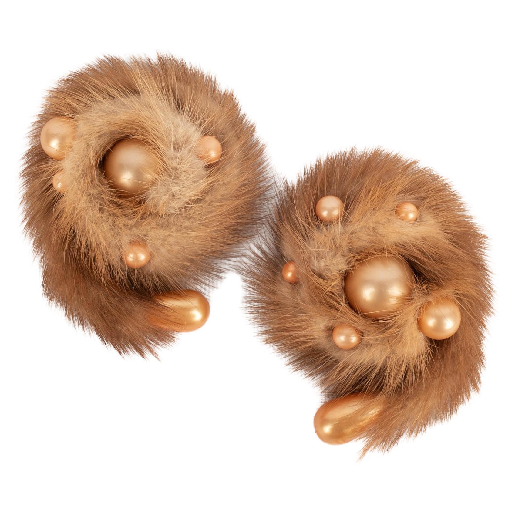 Thierry Mugler Earrings with Costume Pearls, 1987 For Sale