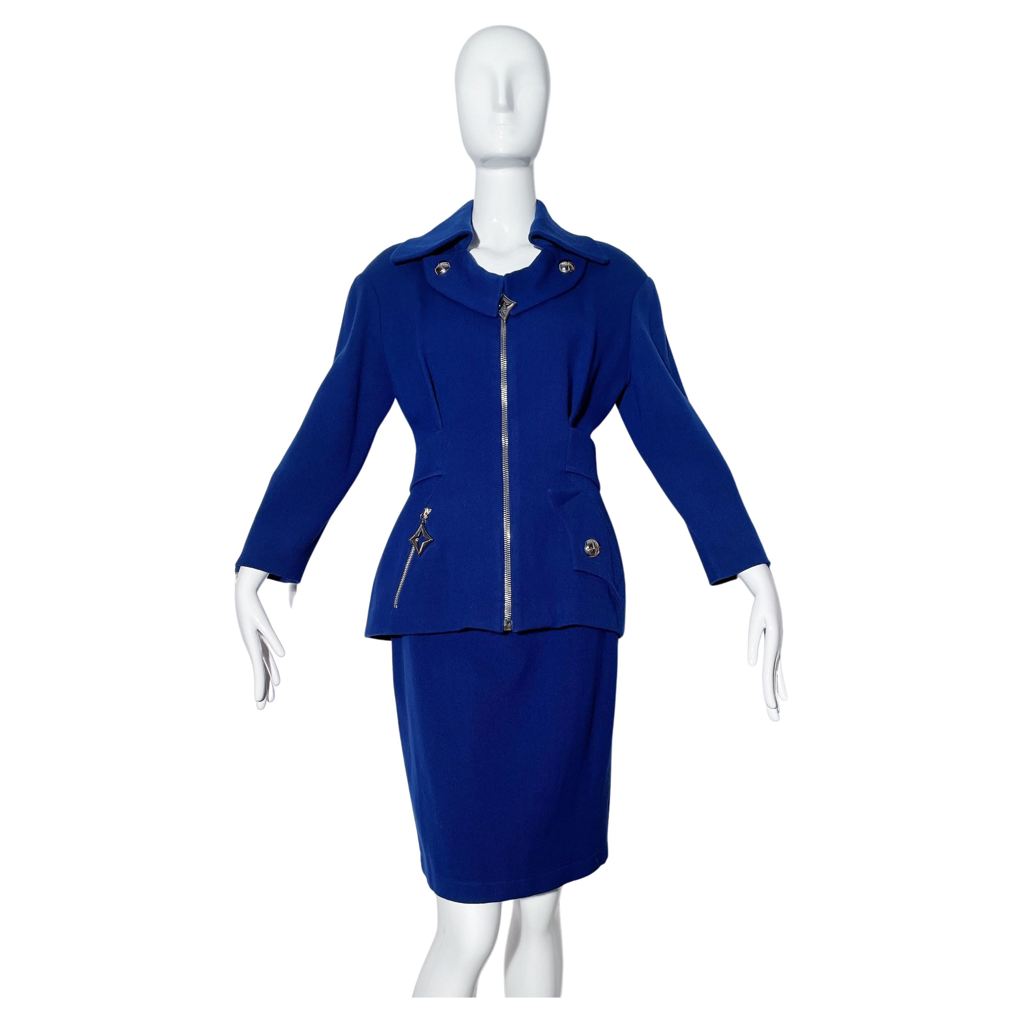 Thierry Mugler Electric Blue Skirt Suit  For Sale