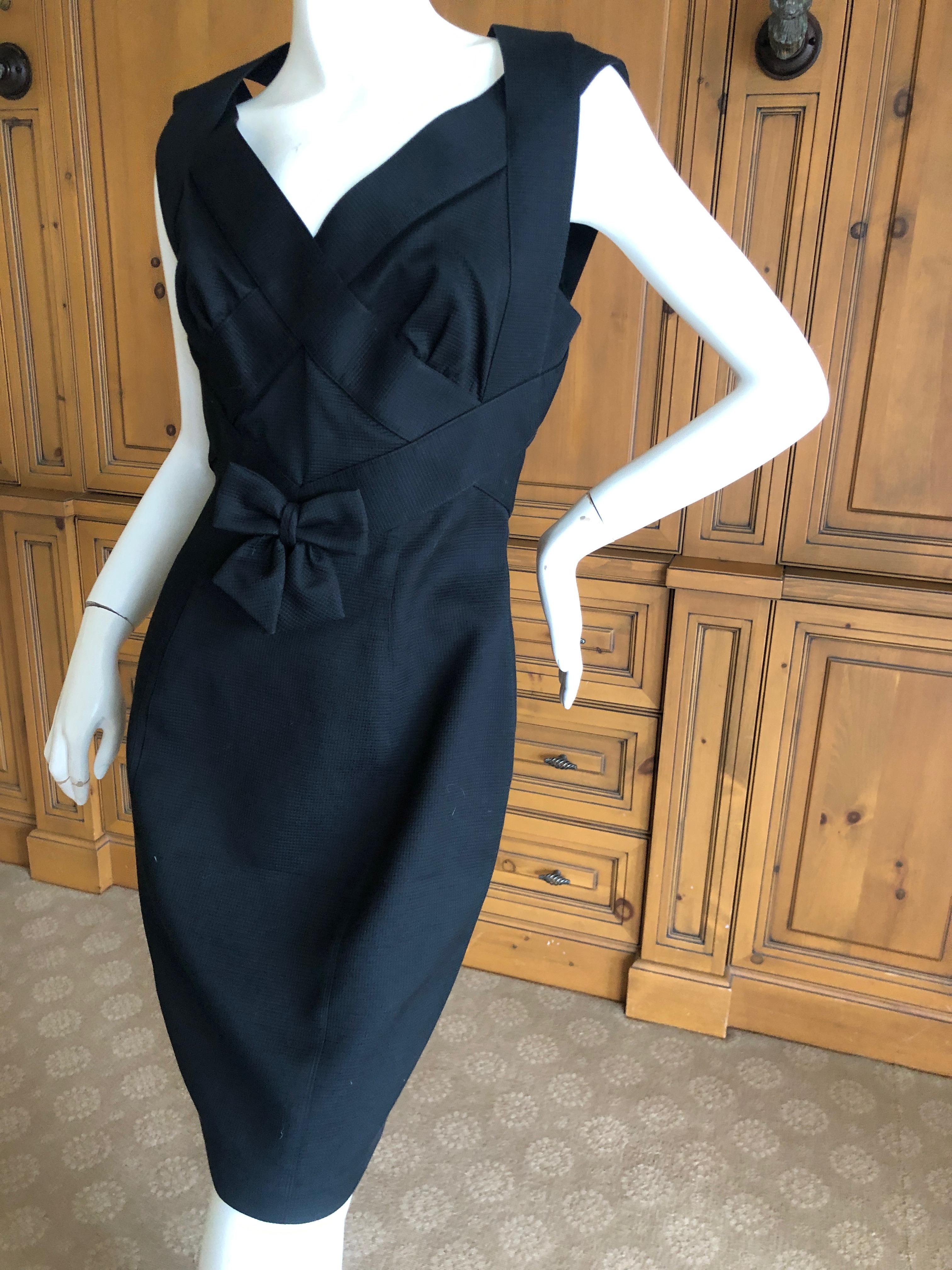 Women's Thierry Mugler Elegant Vintage 80's Bow Accented Little Black Cross Back Dress  For Sale