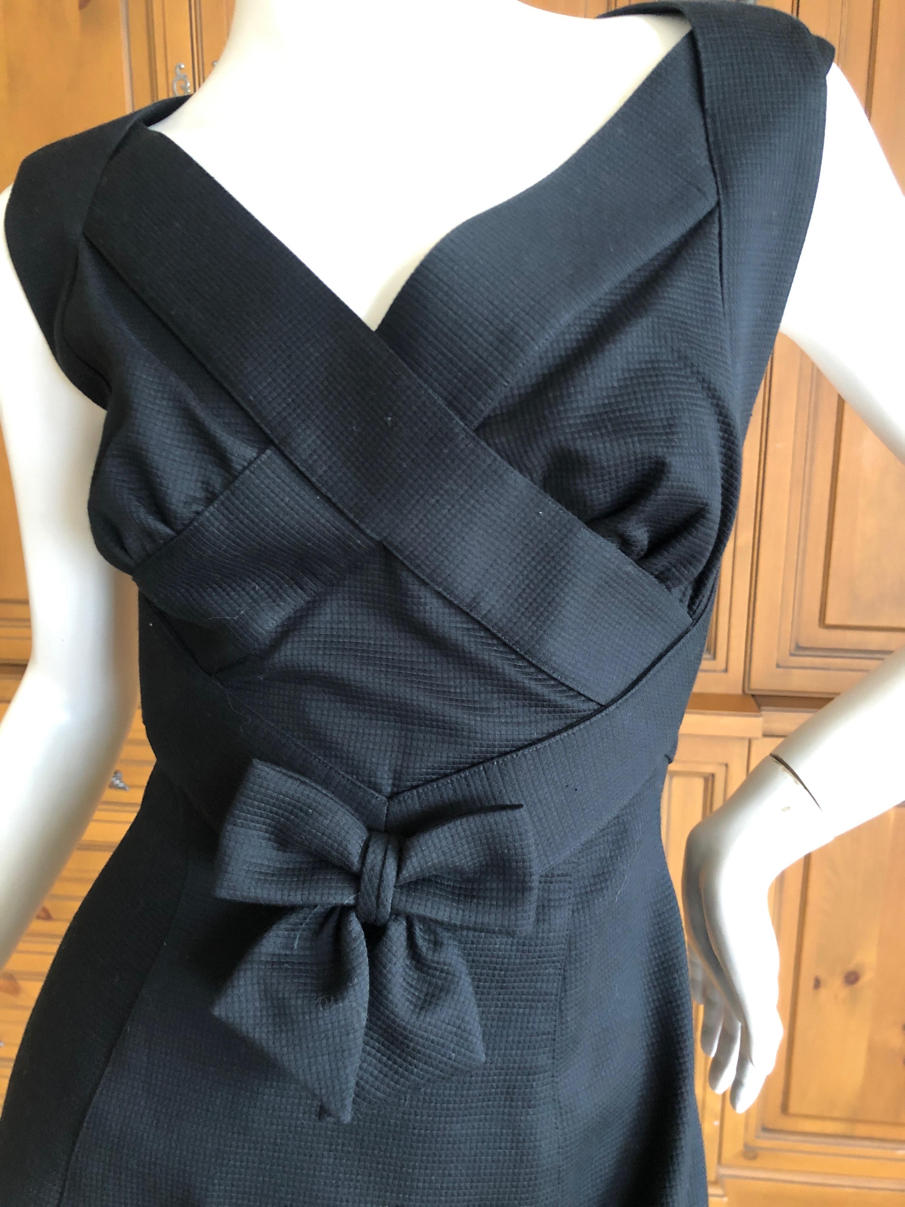 Thierry Mugler Elegant Vintage 80's Bow Accented Little Black Cross Back Dress  For Sale 1