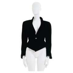 Thierry Mugler F/W 1987- 88 Chaqueta blazer con forma de terciopelo negro 