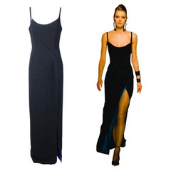 THIERRY MUGLER F/w 1999 Bata Noir Forro Azul Abertura Alta