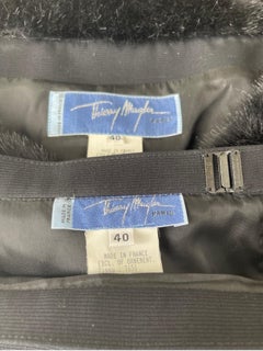 Thierry Mugler Fall 1991 Black Faux Fur Trim Size 40 / 6 Vintage 90 Skirt Suit