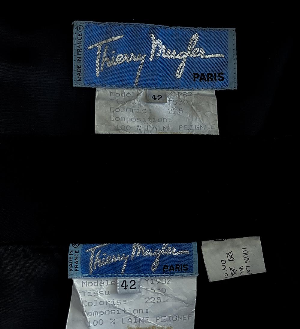 Thierry Mugler Autunno 1992 Nero Runway Fulmineo Abito Giacca Gonna in vendita 10