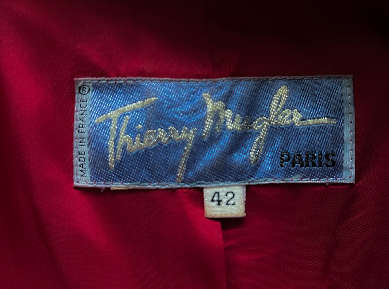Thierry Mugler Fall 1992 Red Runway Suit Jacket Skirt Museum Worthy For Sale 8