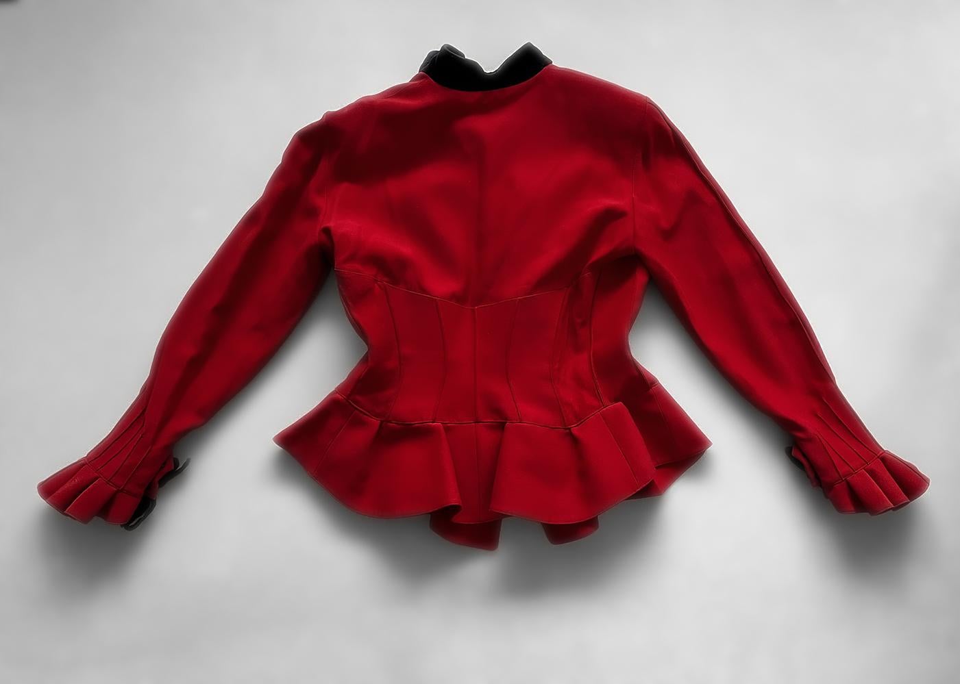Thierry Mugler Fall 1992 Red Runway Suit Jacket Skirt Museum Worthy For Sale 13