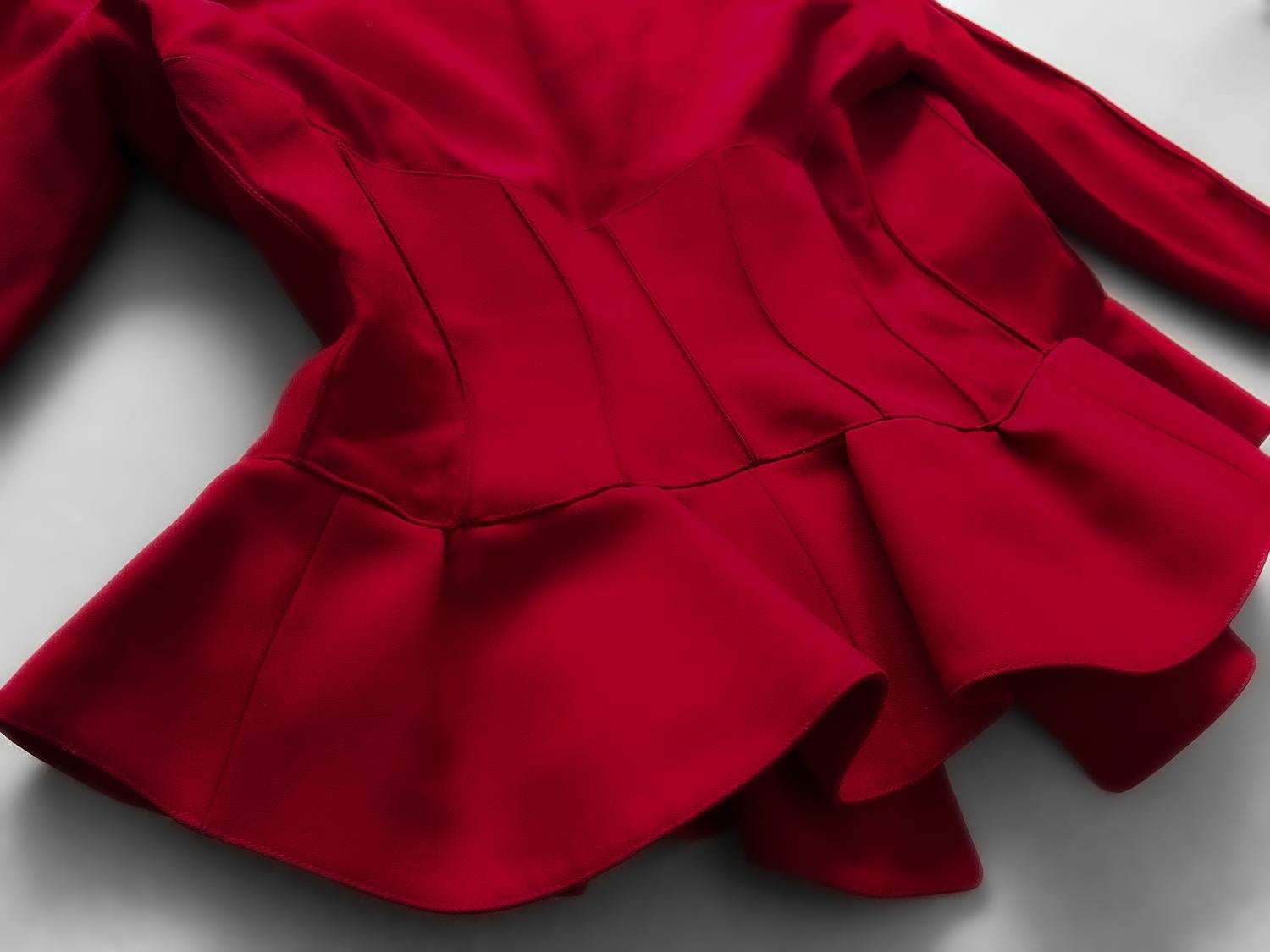 Thierry Mugler Fall 1992 Red Runway Suit Jacket Skirt Museum Worthy For Sale 14