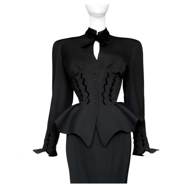 Thierry Mugler LES ATLANTES SS1989 Black Sculptural Siren Jacket Suit thierry-mugler-les-atlantes-ss1989-black-sculptural-siren-jacket-suit