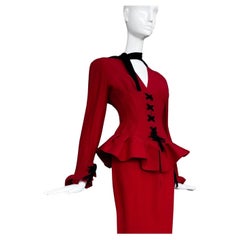 Thierry Mugler Fall 1992 Red Runway Suit Jacket Skirt Museum Worthy