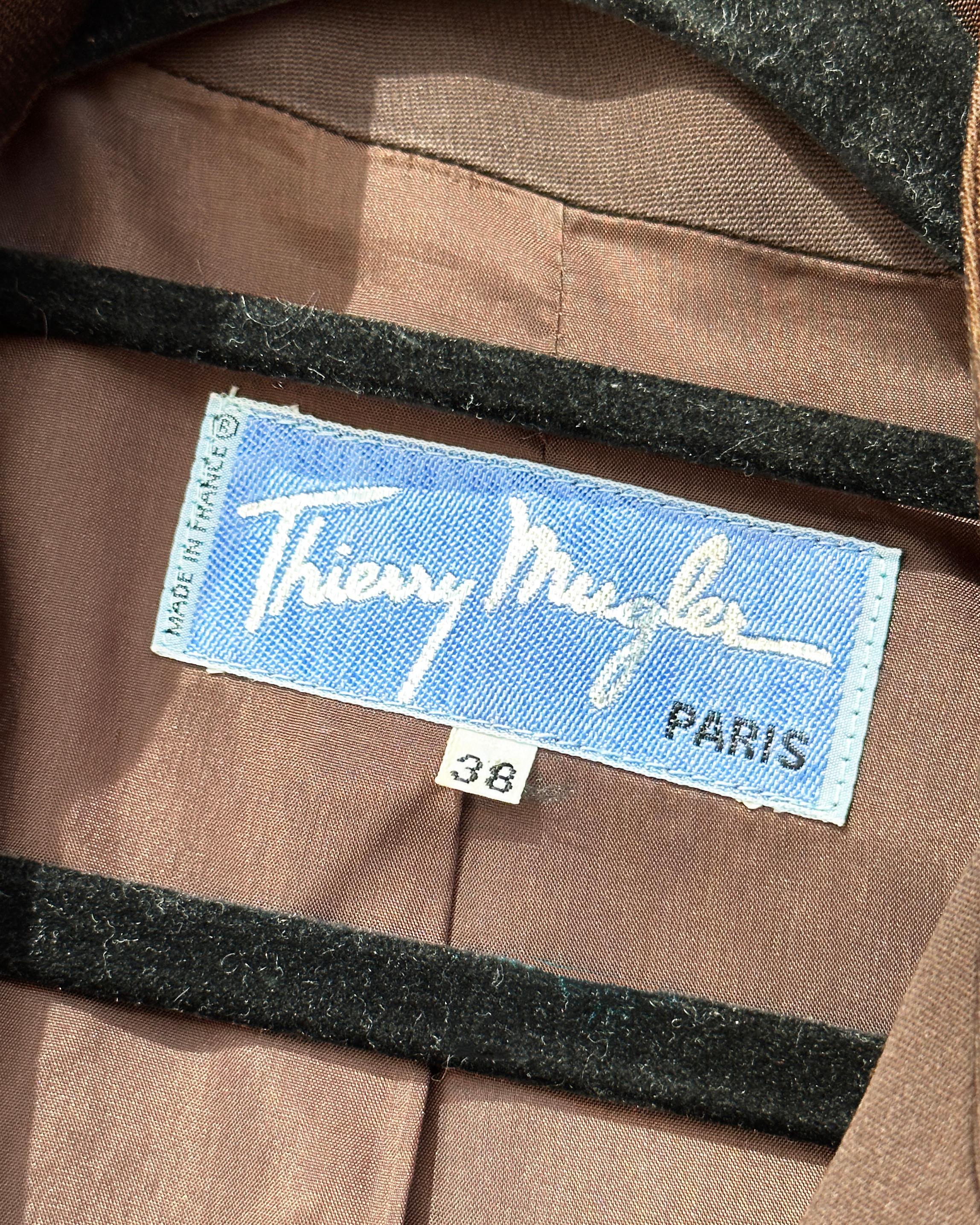 Thierry Mugler Fall 1992 Runway Velvet Trim Corset-Jacket and Skirt Suit 16