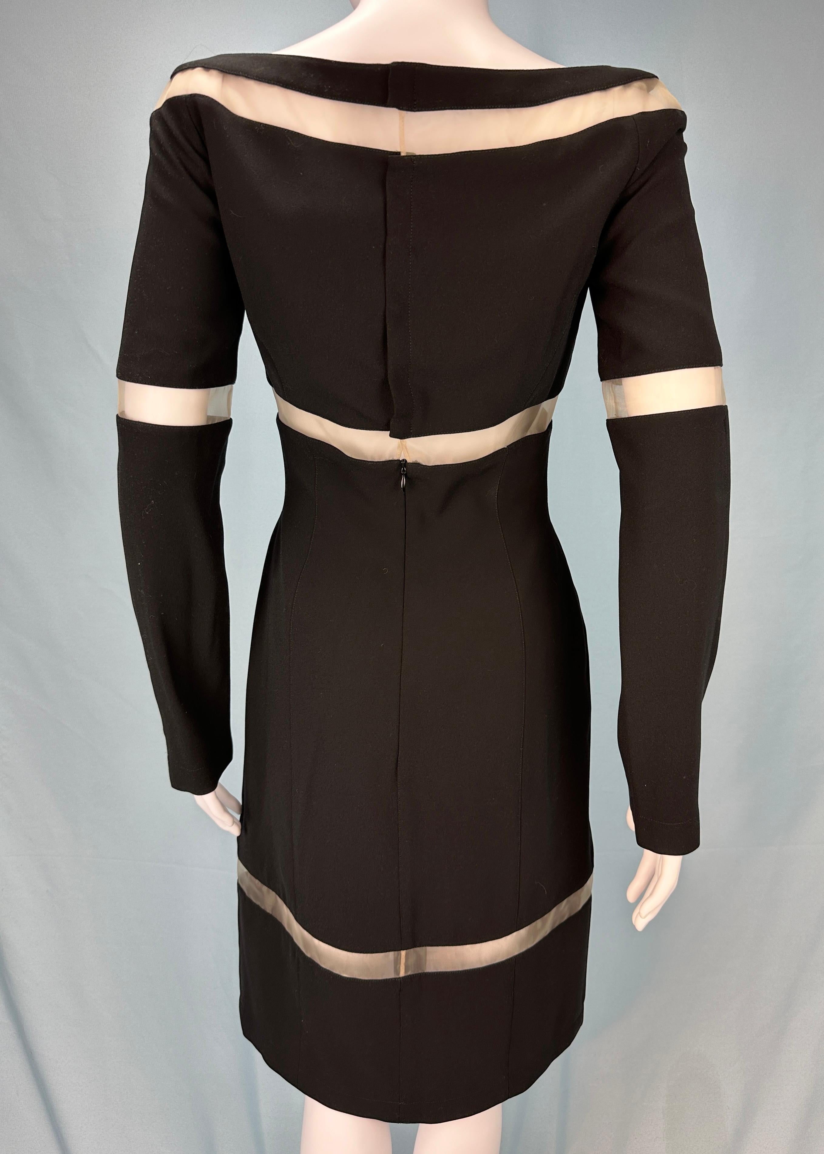 Thierry Mugler Fall 1999 Runway Black Mesh Panel Dress In Excellent Condition In Hertfordshire, GB