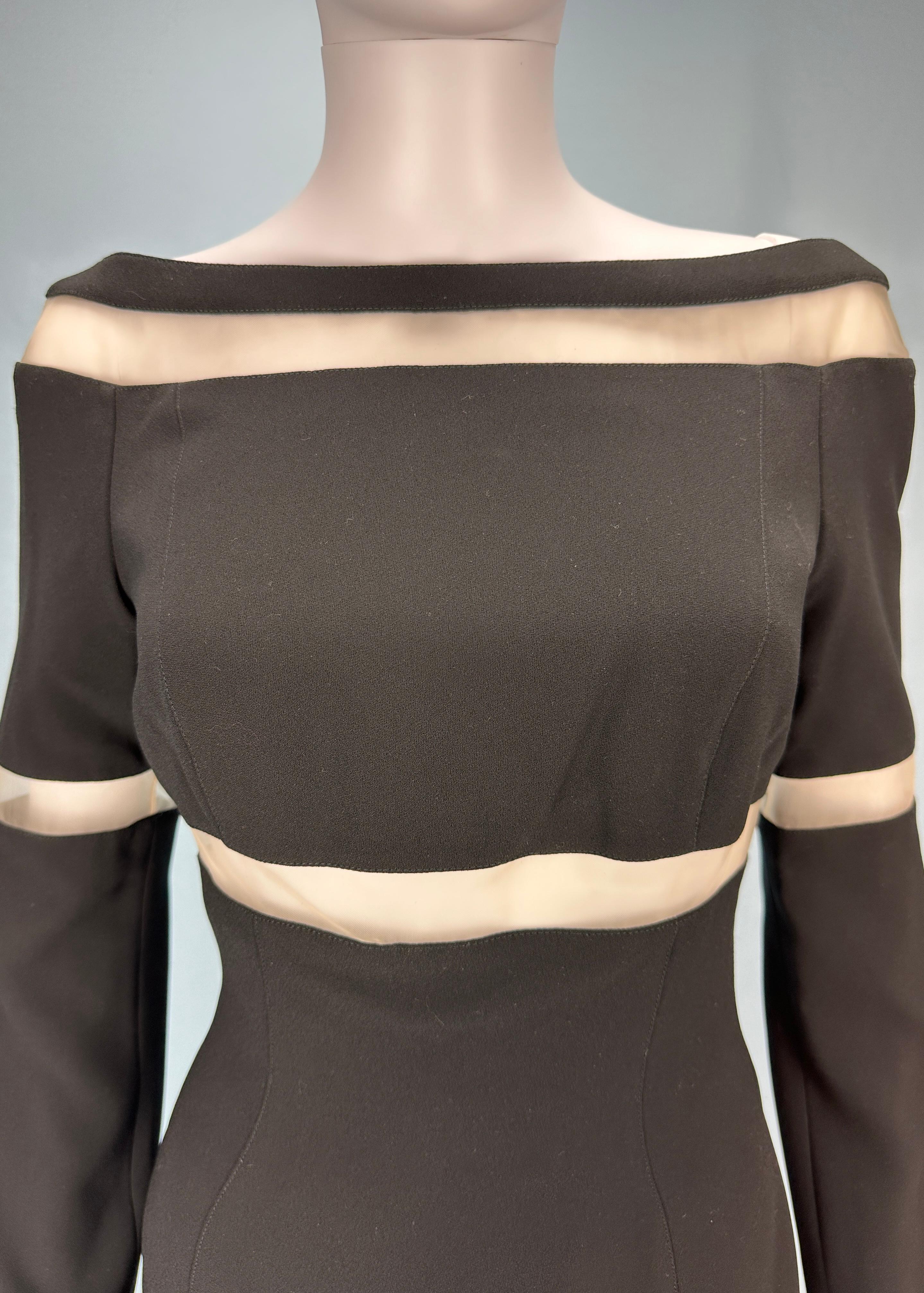 Women's Thierry Mugler Fall 1999 Runway Black Mesh Panel Dress