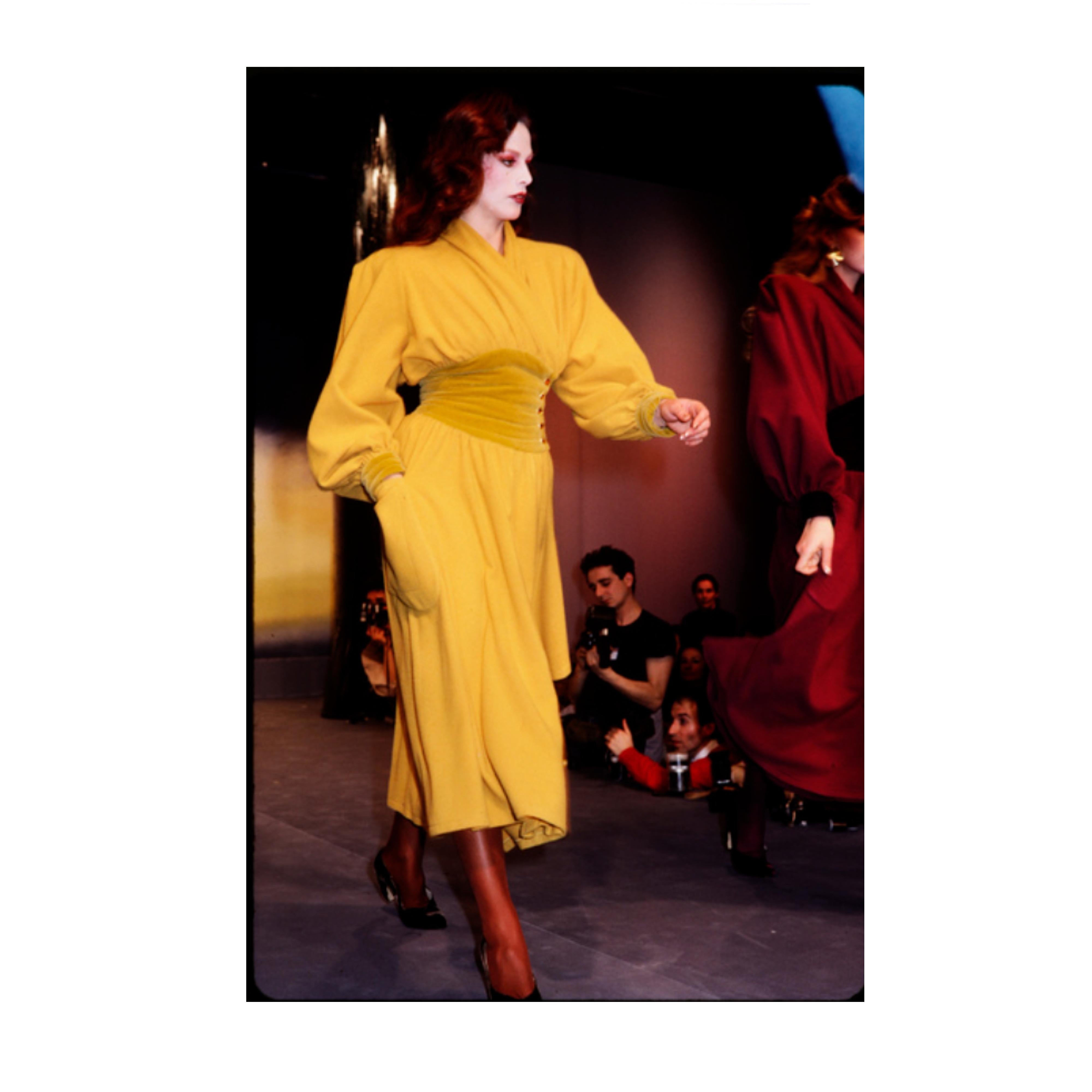 Thierry Mugler F/W 1983 runway collectable mustard yellow wool coat 9