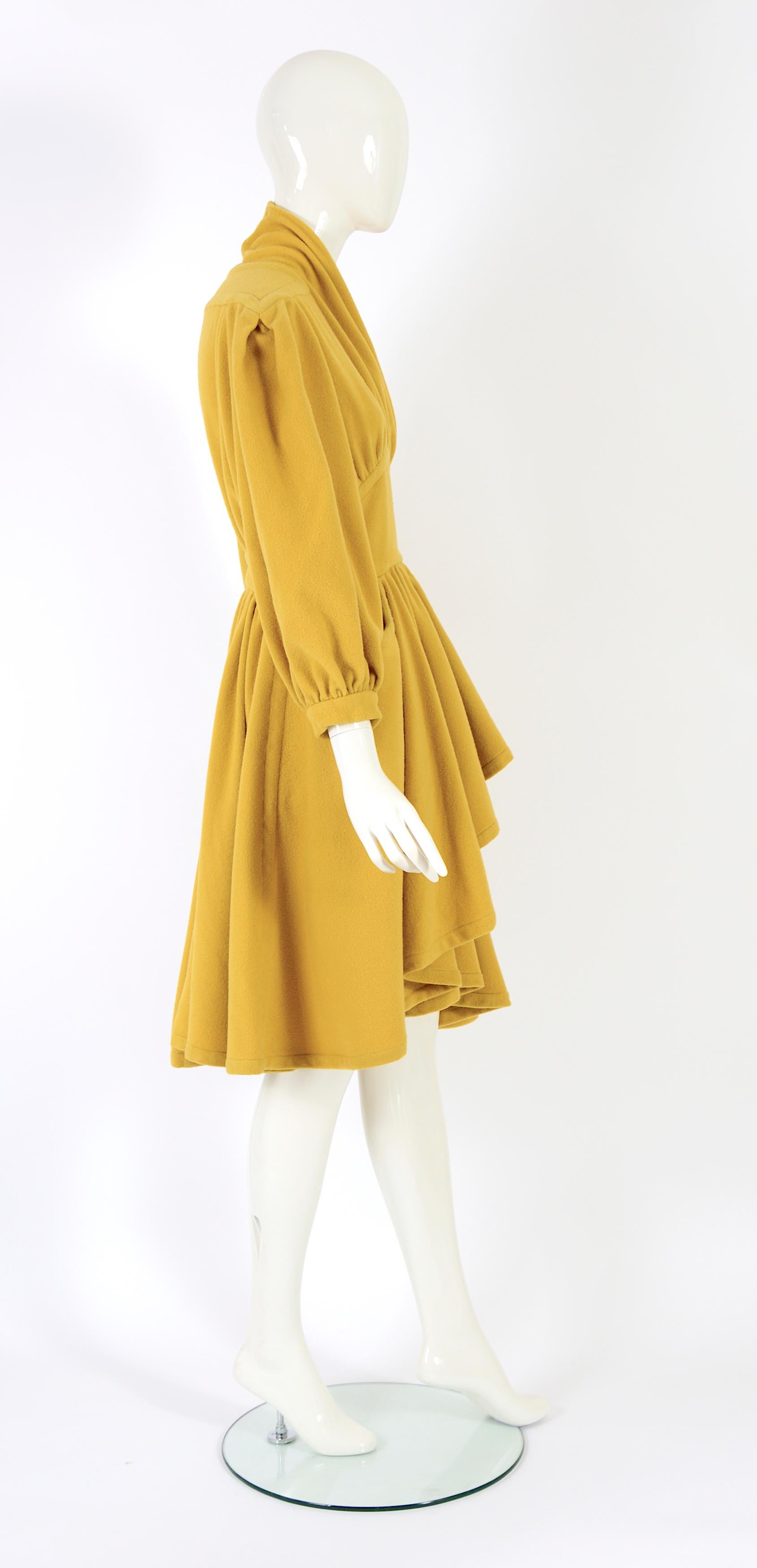 Thierry Mugler F/W 1983 runway collectable mustard yellow wool coat 3