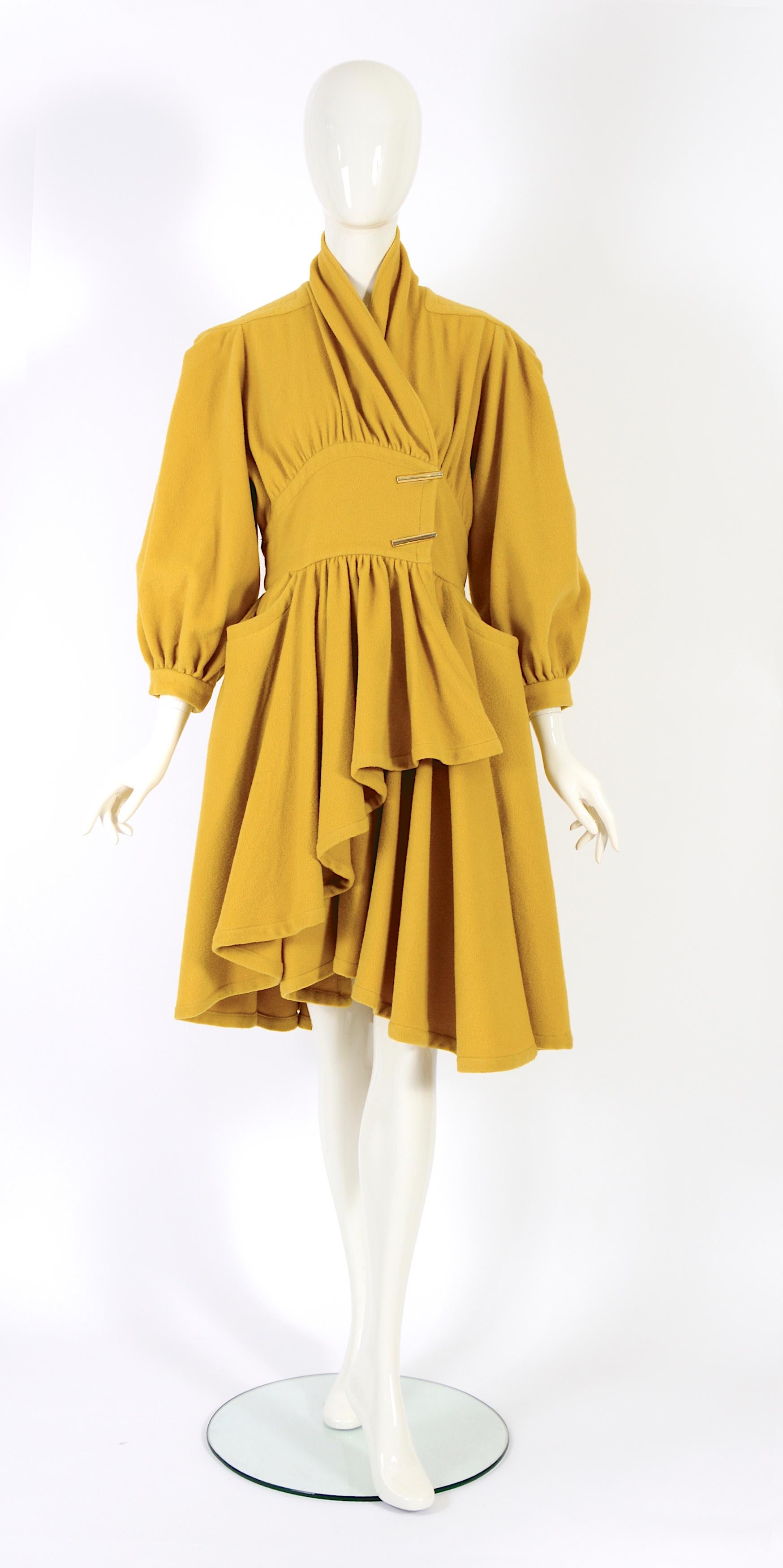 Thierry Mugler F/W 1983 runway collectable mustard yellow wool coat 5