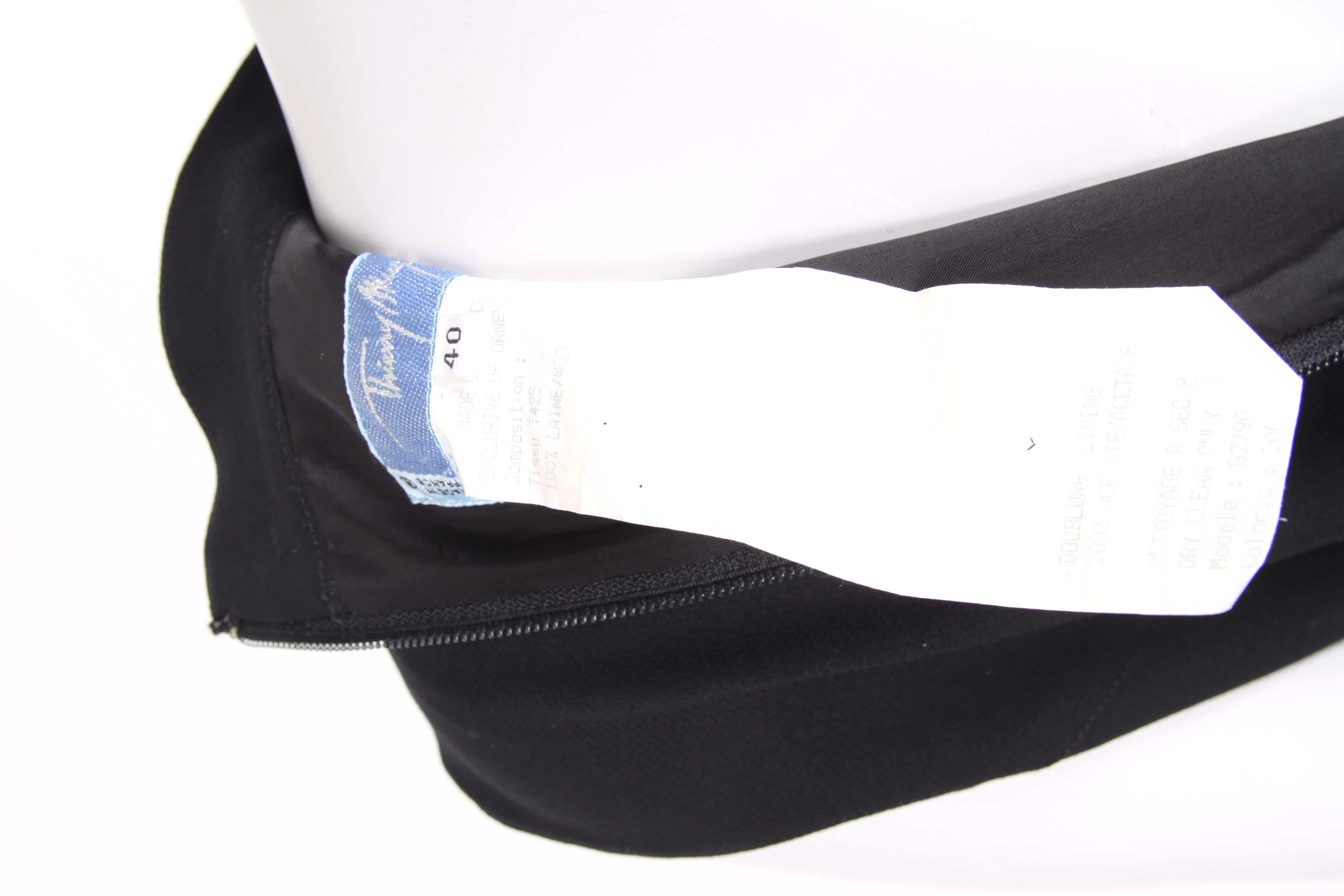 Thierry Mugler Fall/Winter 1992 Black High-Neckline Sleeveless Belted Dress For Sale 4