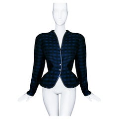 Thierry Mugler FW 1990 Sculptural Jacket Wool Plaid Dramatic Silhouette