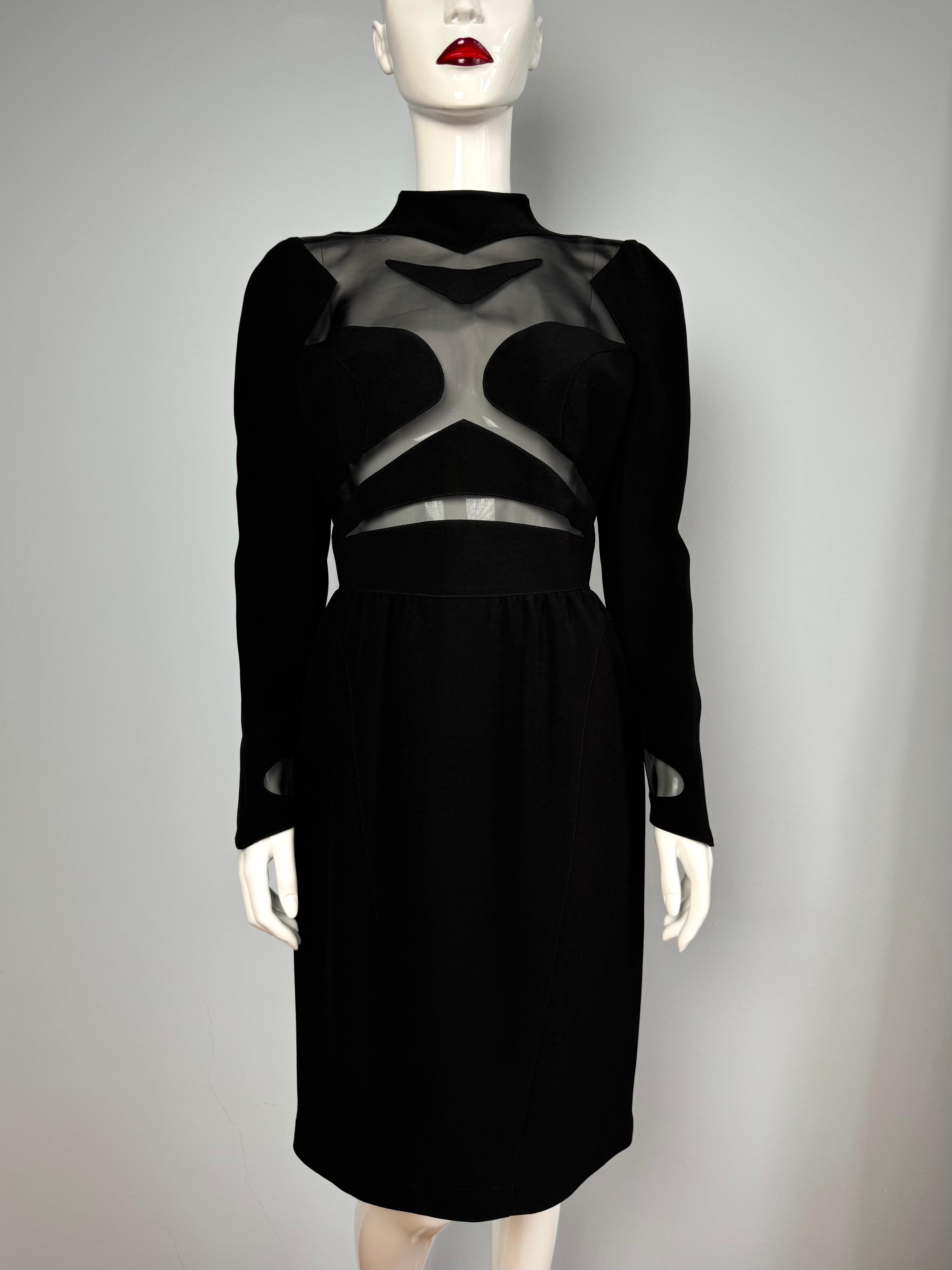 Thierry Mugler FW 1991 Futuristic Mesh Insert Dress For Sale 2