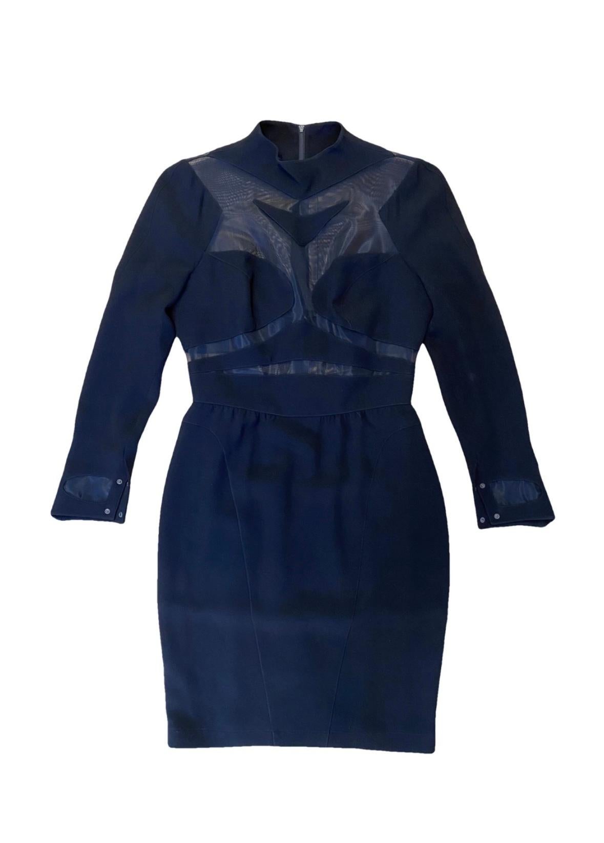 Thierry Mugler FW 1991 Futuristic Mesh Insert Dress For Sale 4