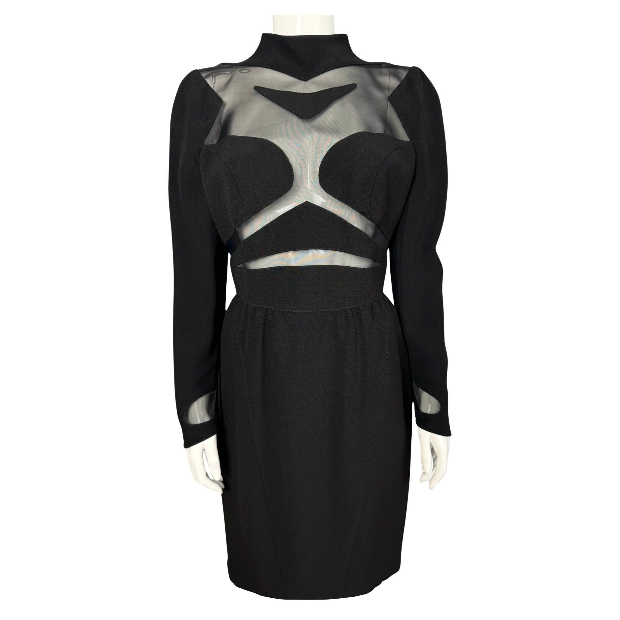Thierry Mugler FW 1991 Futuristic Mesh Insert Dress For Sale