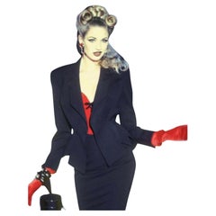 Giacca Thierry Mugler FW 1992 nera con ritaglio drammatico a zig zag