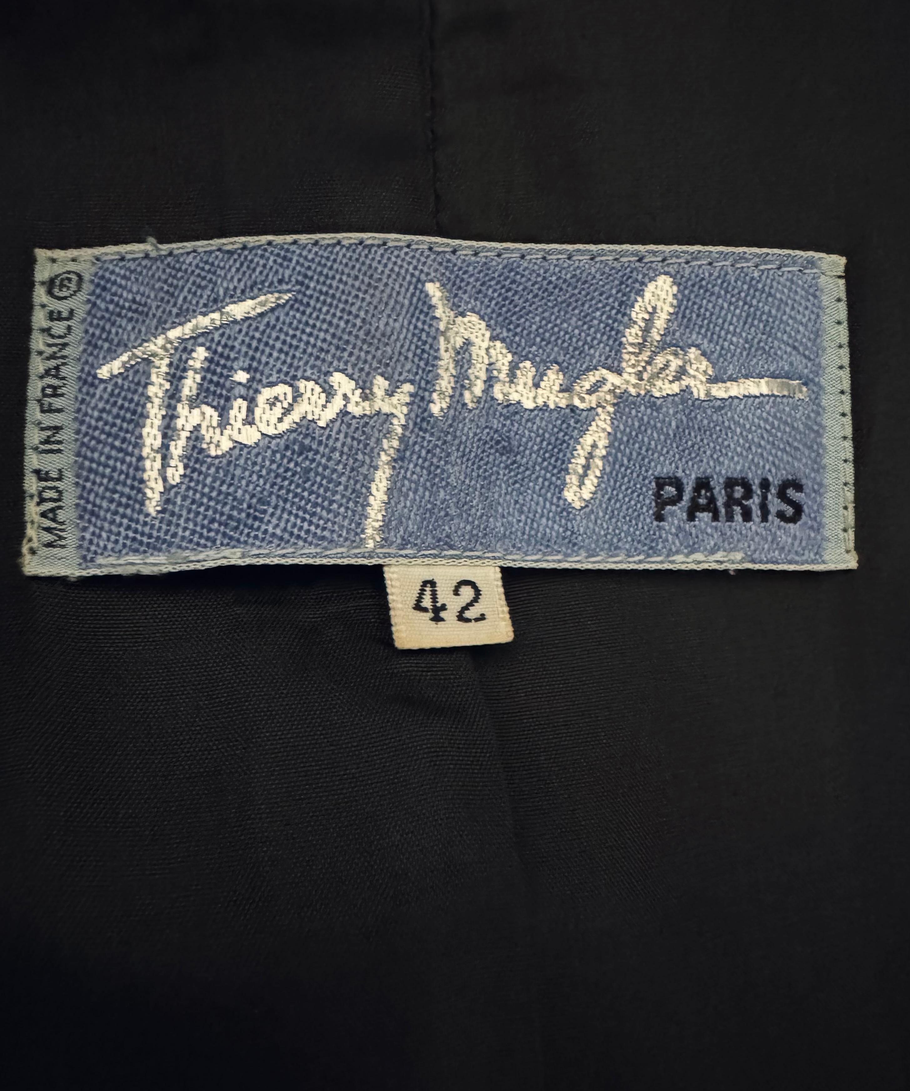 Thierry Mugler FW 1992 Schwarz Laufsteg Jacke Chrom Details im Angebot 2