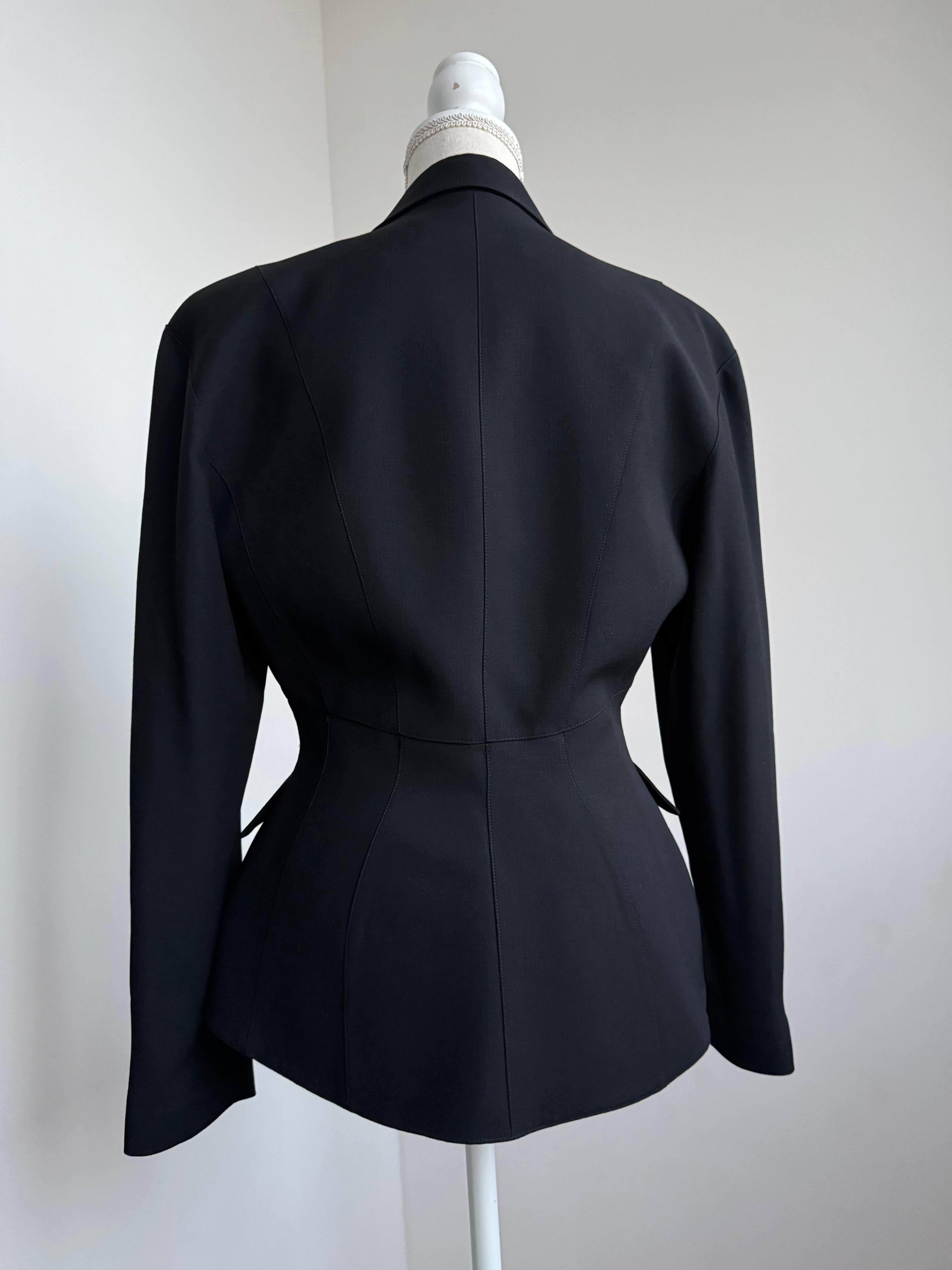 Thierry Mugler FW 1992 Schwarz Laufsteg Jacke Chrom Details im Angebot 3